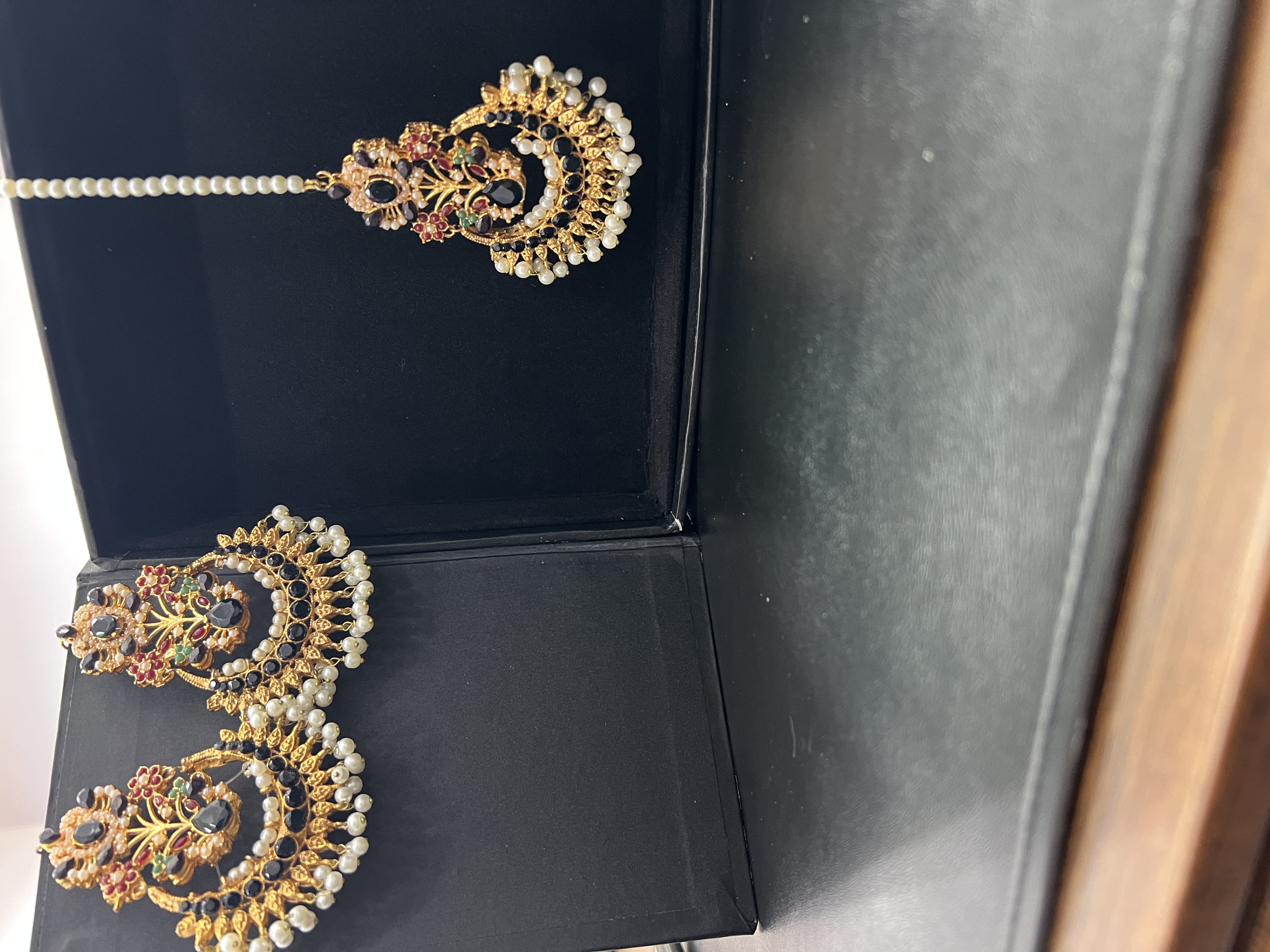 Traditional Pearl Jhumka Set with Tikka