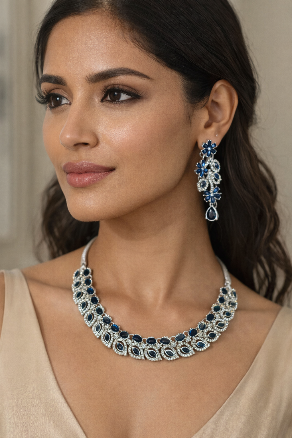 Elegant Blue Stone Jewelry Set