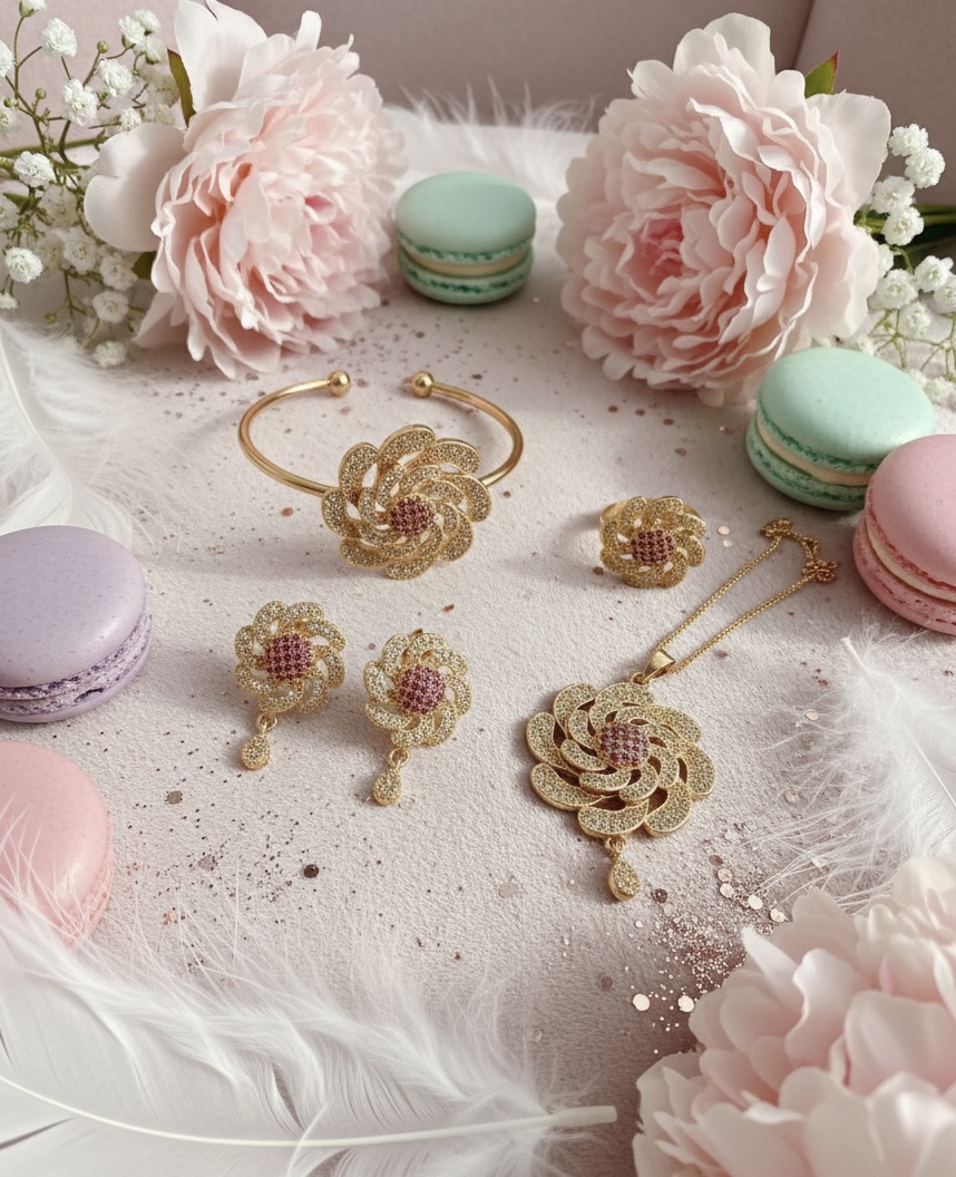 Floral Gold Jewelry Set