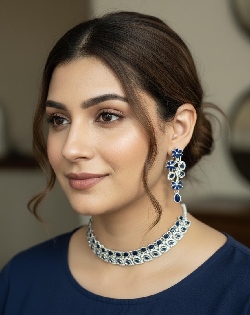 Elegant Blue Stone Jewelry Set