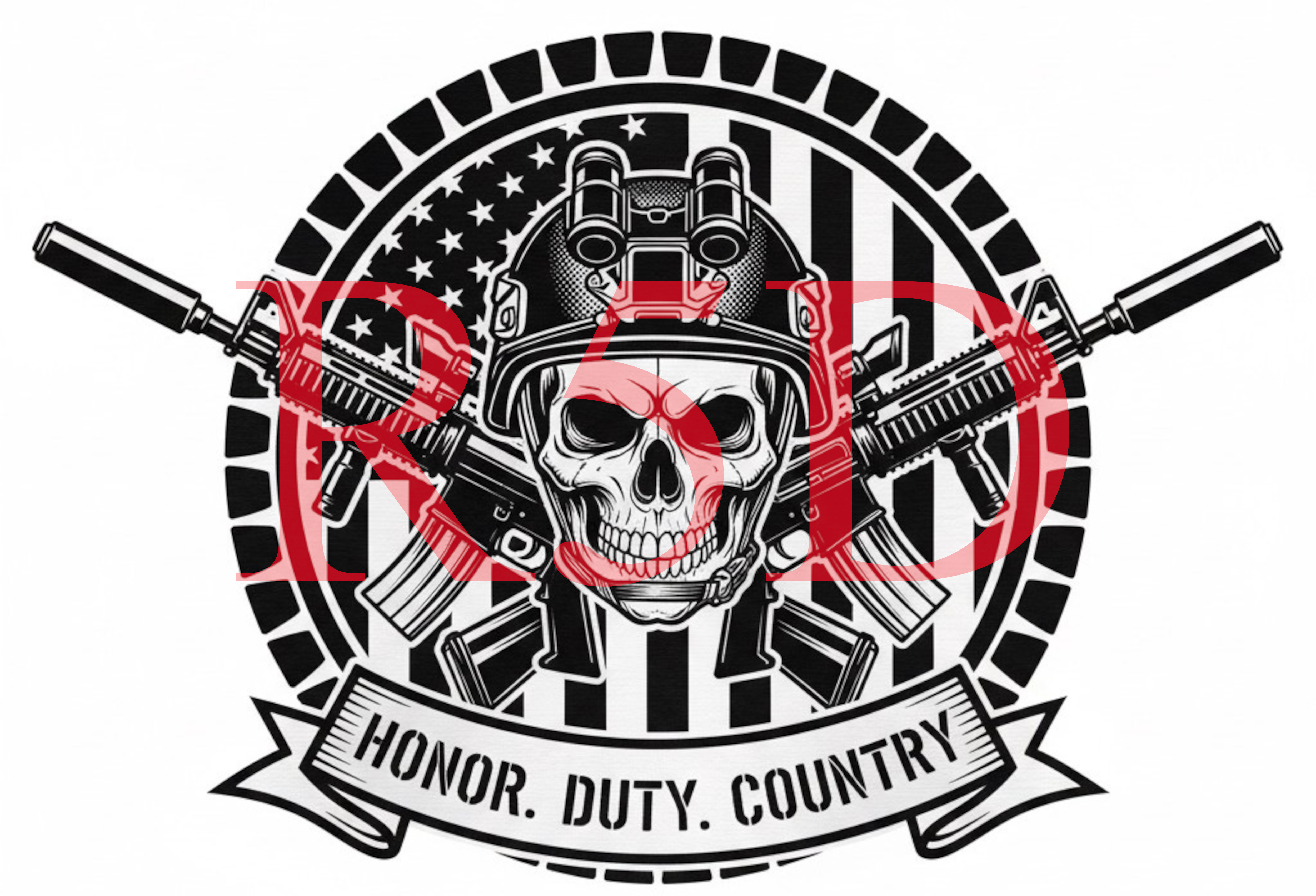 Tactical Skull Emblem Digital File, Honor Duty Country
