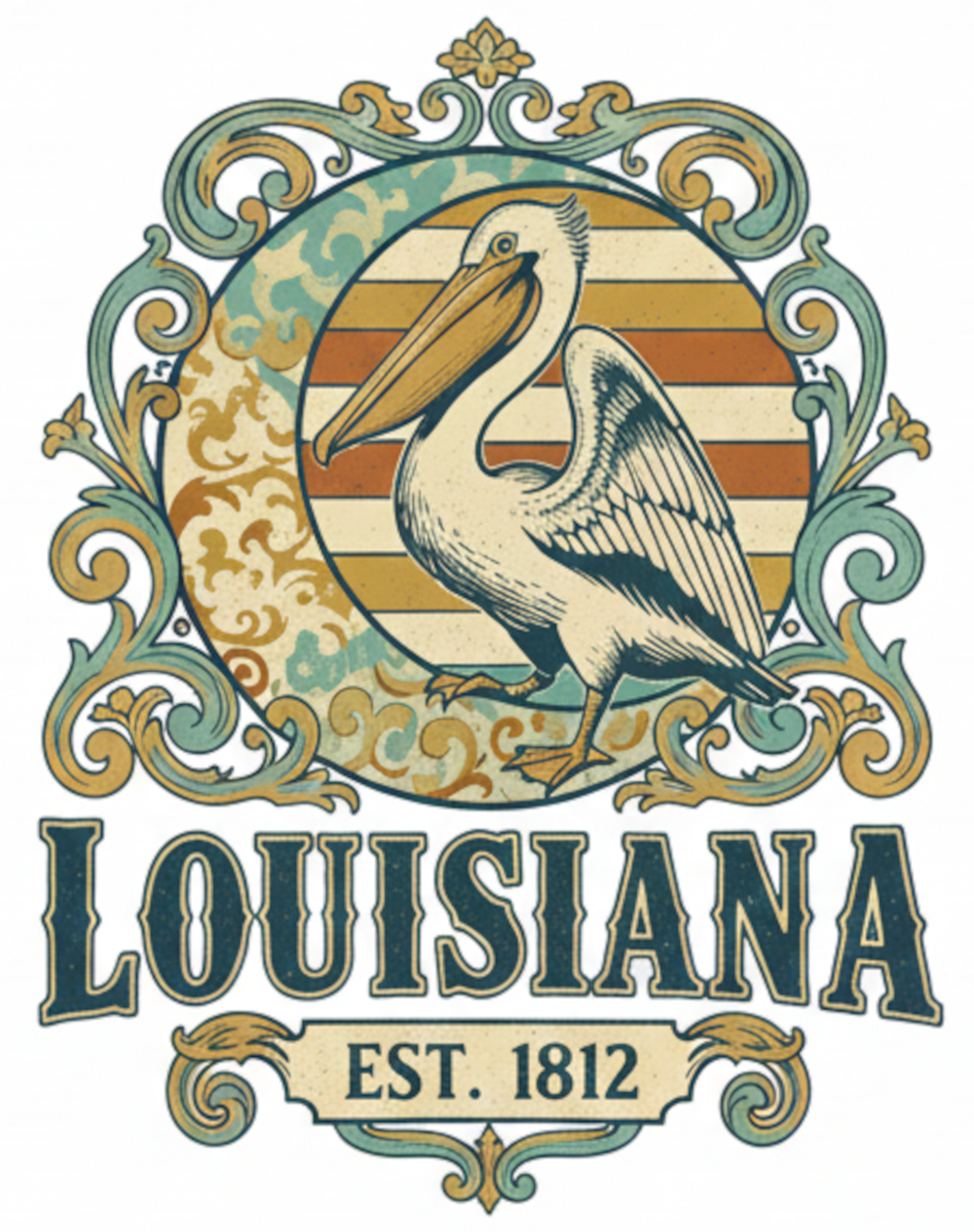 Vintage Louisiana Pelican Digital Download - Retro State Bird PNG