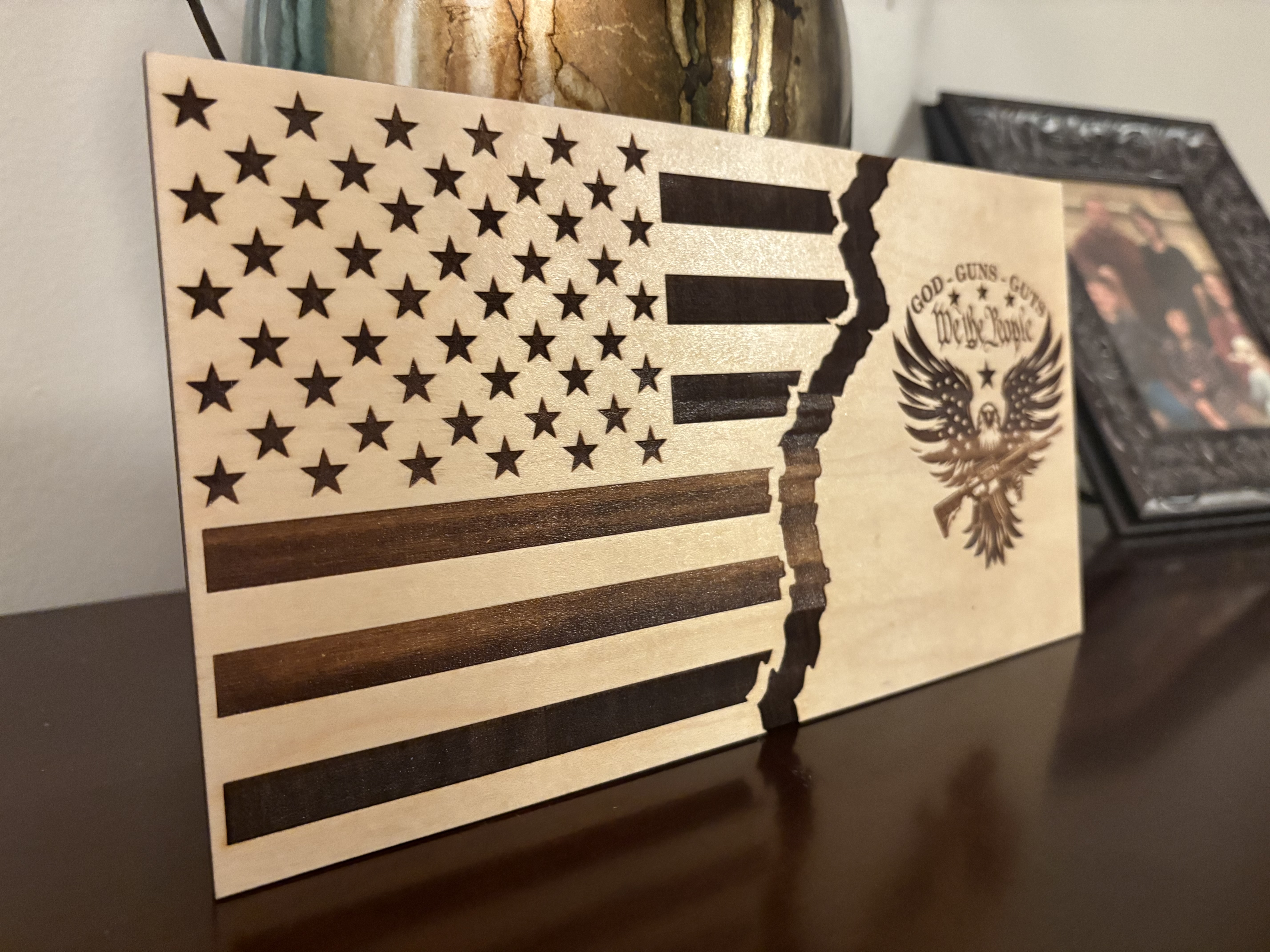 We the People Tattered Flag Digital File, God, Guns, Guts, Eagle