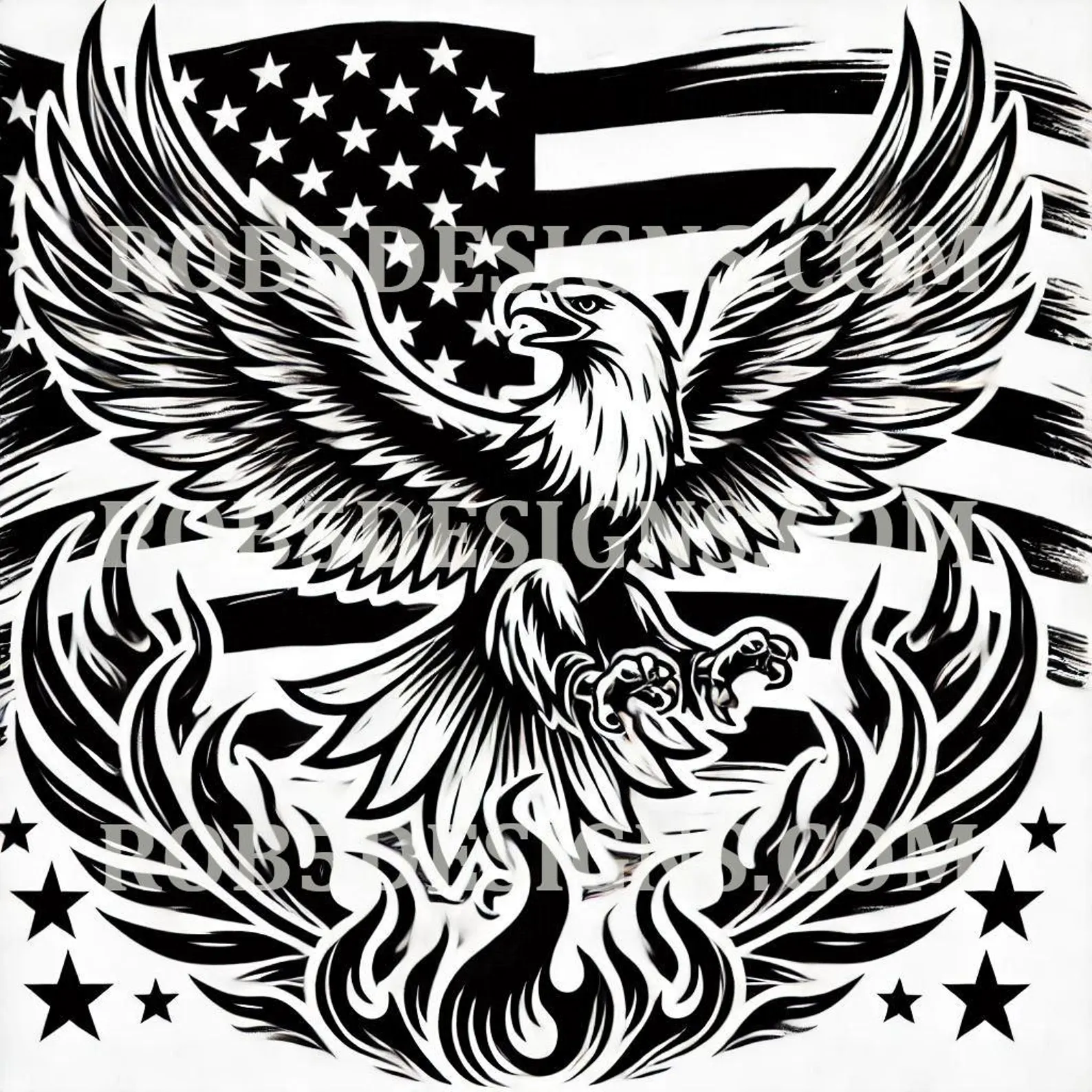 Bald Eagle American Flag Digital File