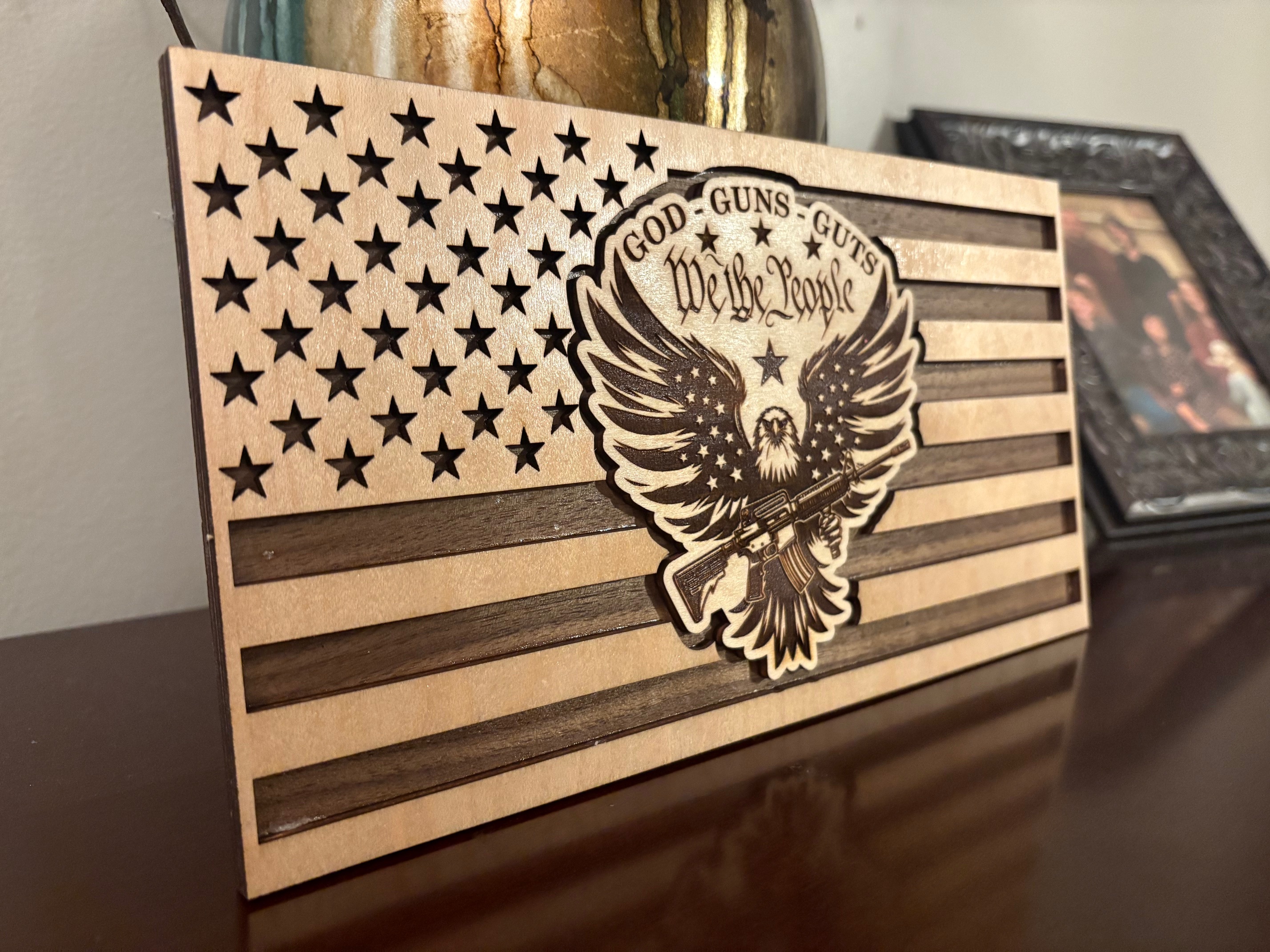 God, Guns, Guts, We the People Flag Digital File, Eagle