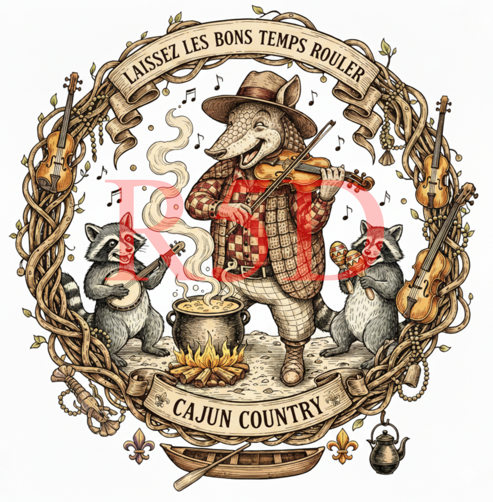 Cajun Country Armadillo – Digital Illustration – Let the Good Times Roll