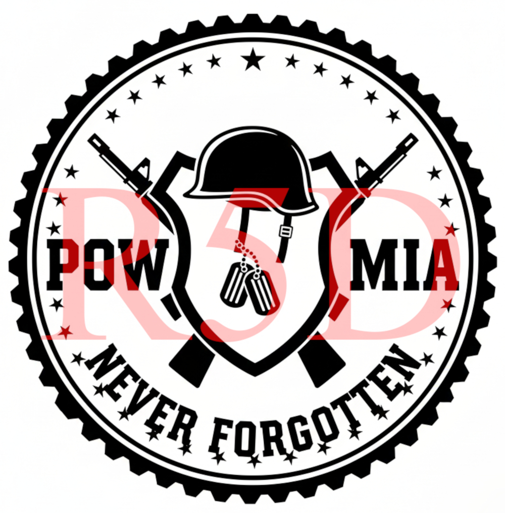 POW-MIA Crossed Rifles & Helmet Emblem