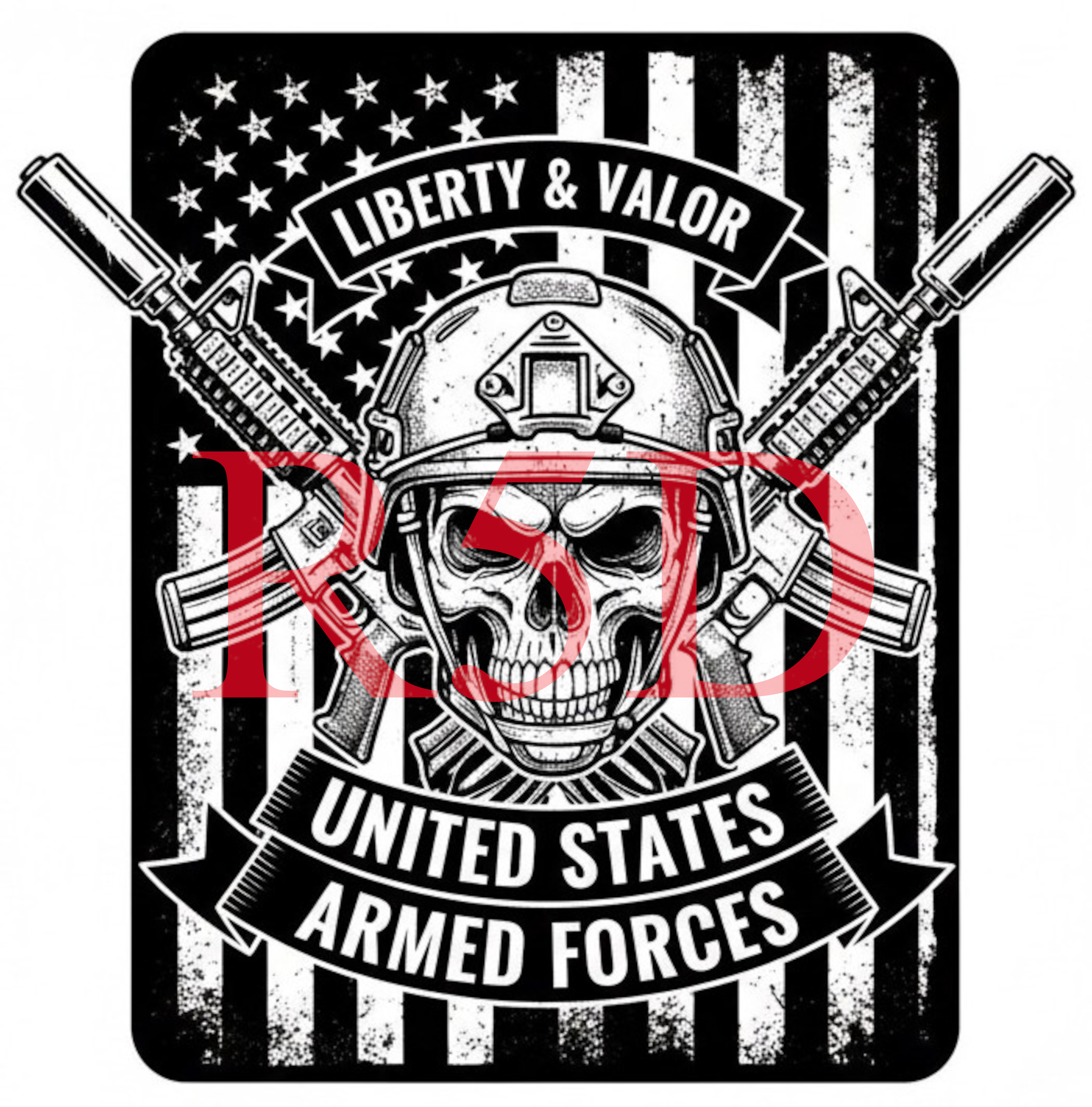 Armed Forces Skull Graphic, American Flag, Tactical Design (Digital File)