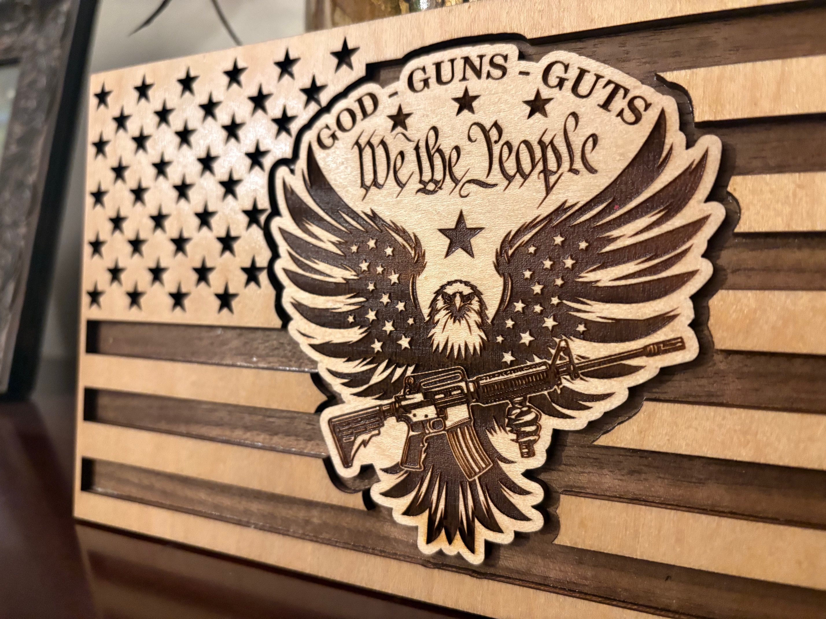 God, Guns, Guts, We the People Flag Digital File, Eagle