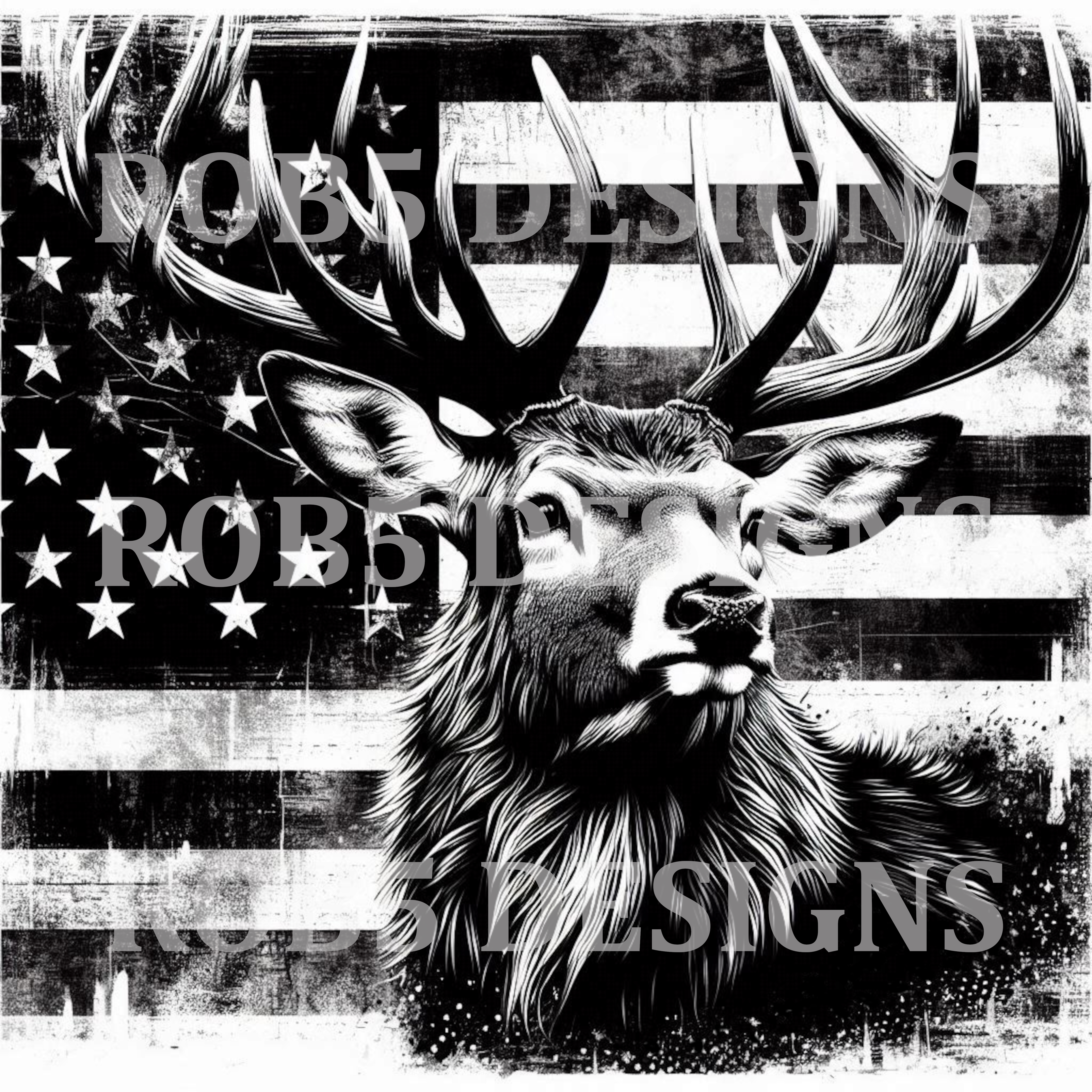 Deer with American Flag Digital, Hunters, Patriots, PNG