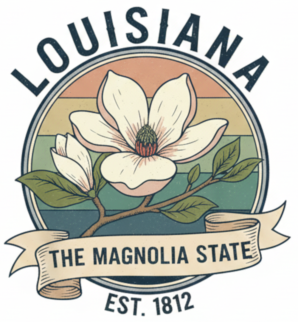 Vintage Louisiana Magnolia PNG, The Magnolia State Digital Download