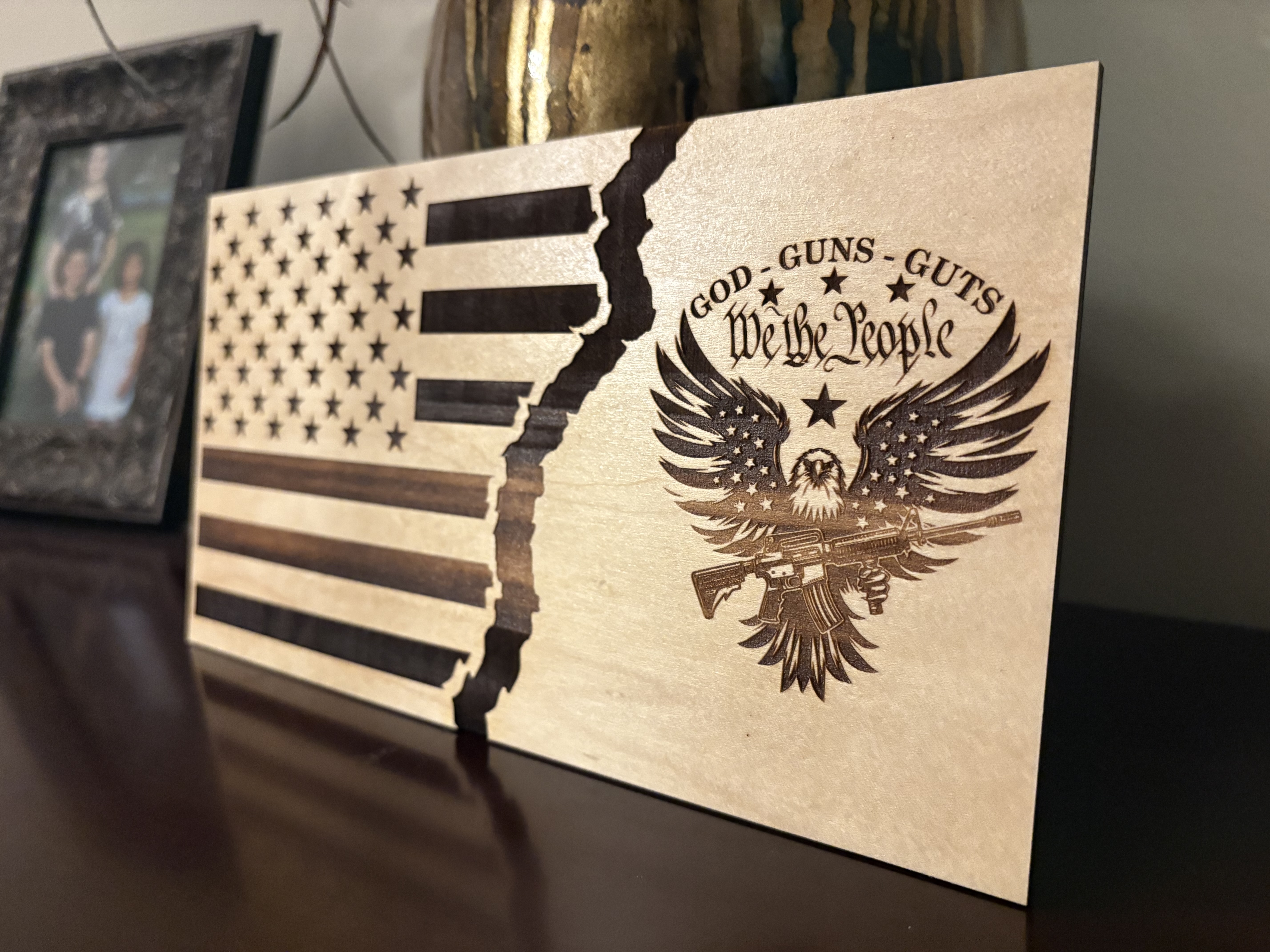 We the People Tattered Flag Digital File, God, Guns, Guts, Eagle