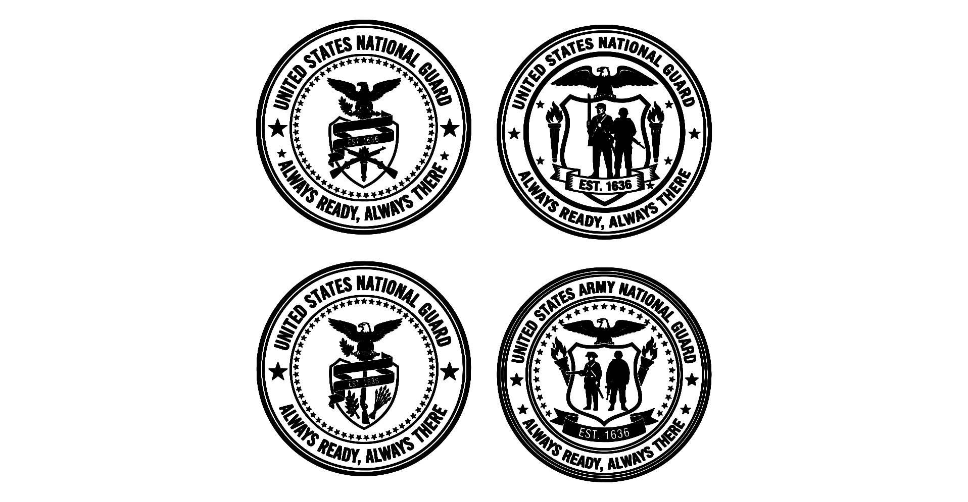 National Guard Bundle 4 Pack SVG, PNG, pdf, jpg, Always Ready Always There Logo