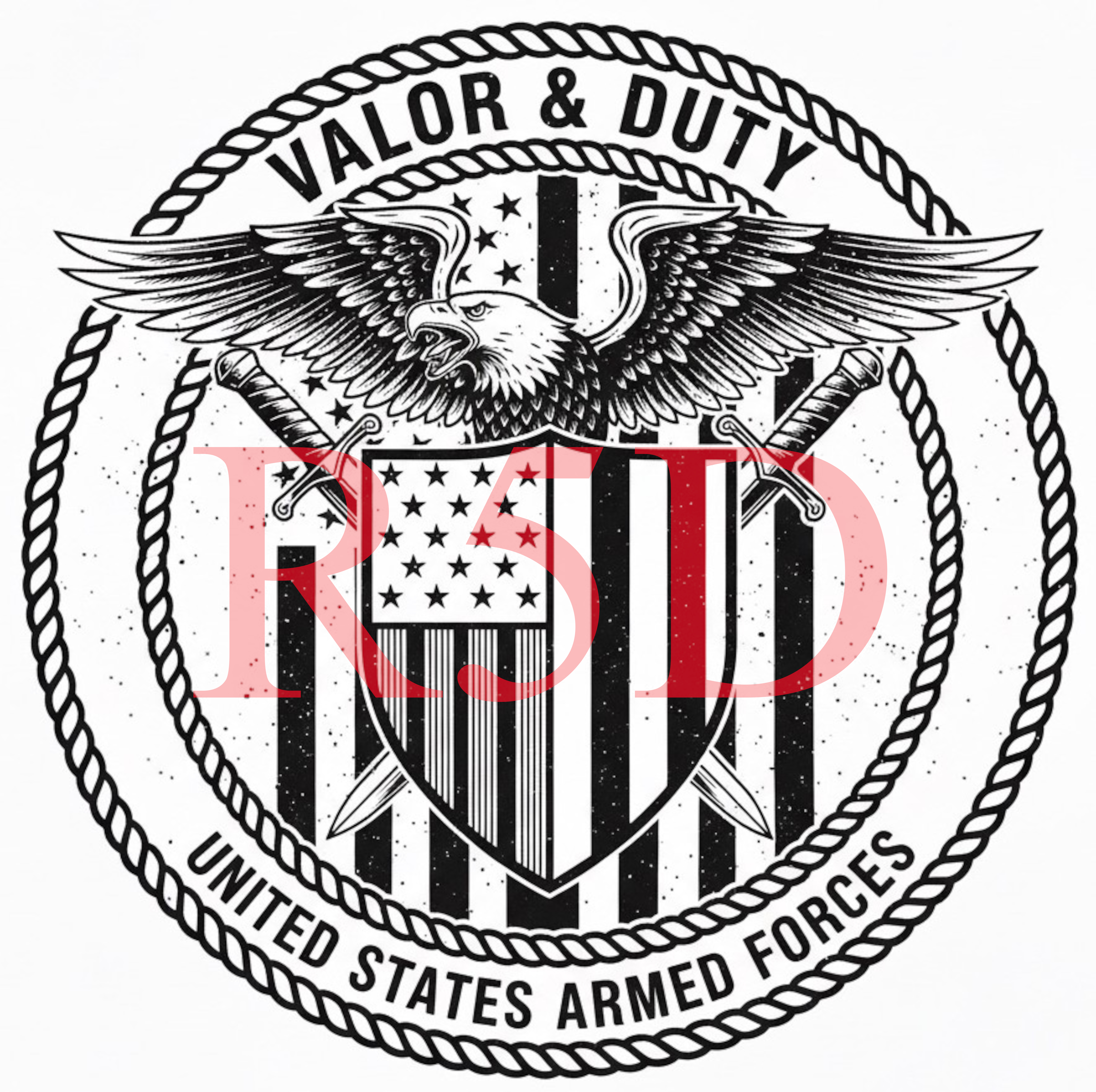 US Armed Forces Crest, Eagle Shield, Valor & Duty (Digital File)