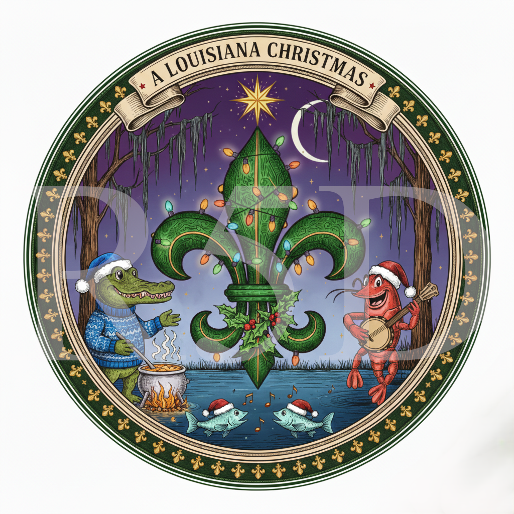 Louisiana Christmas PNG, Fleur De Lis Christmas Tree Sublimation