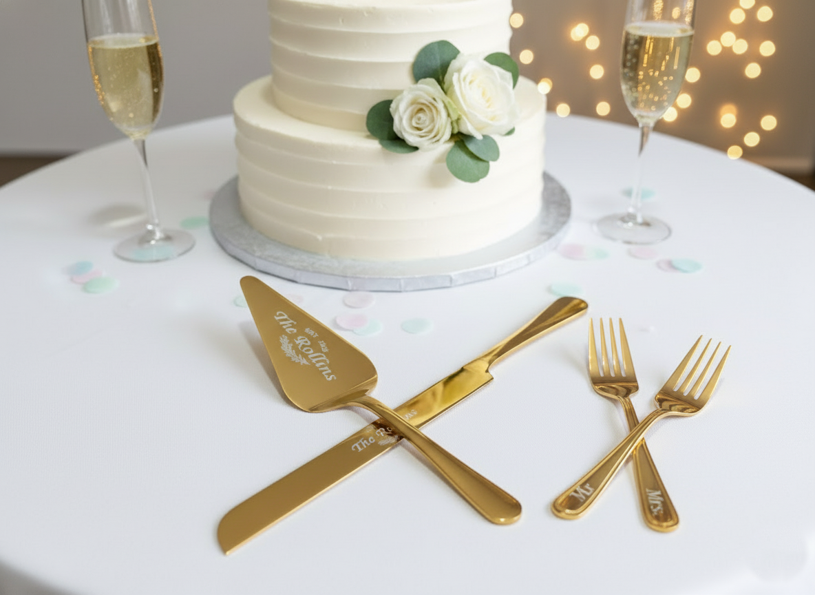 Personalized Engraved Cake Server Set