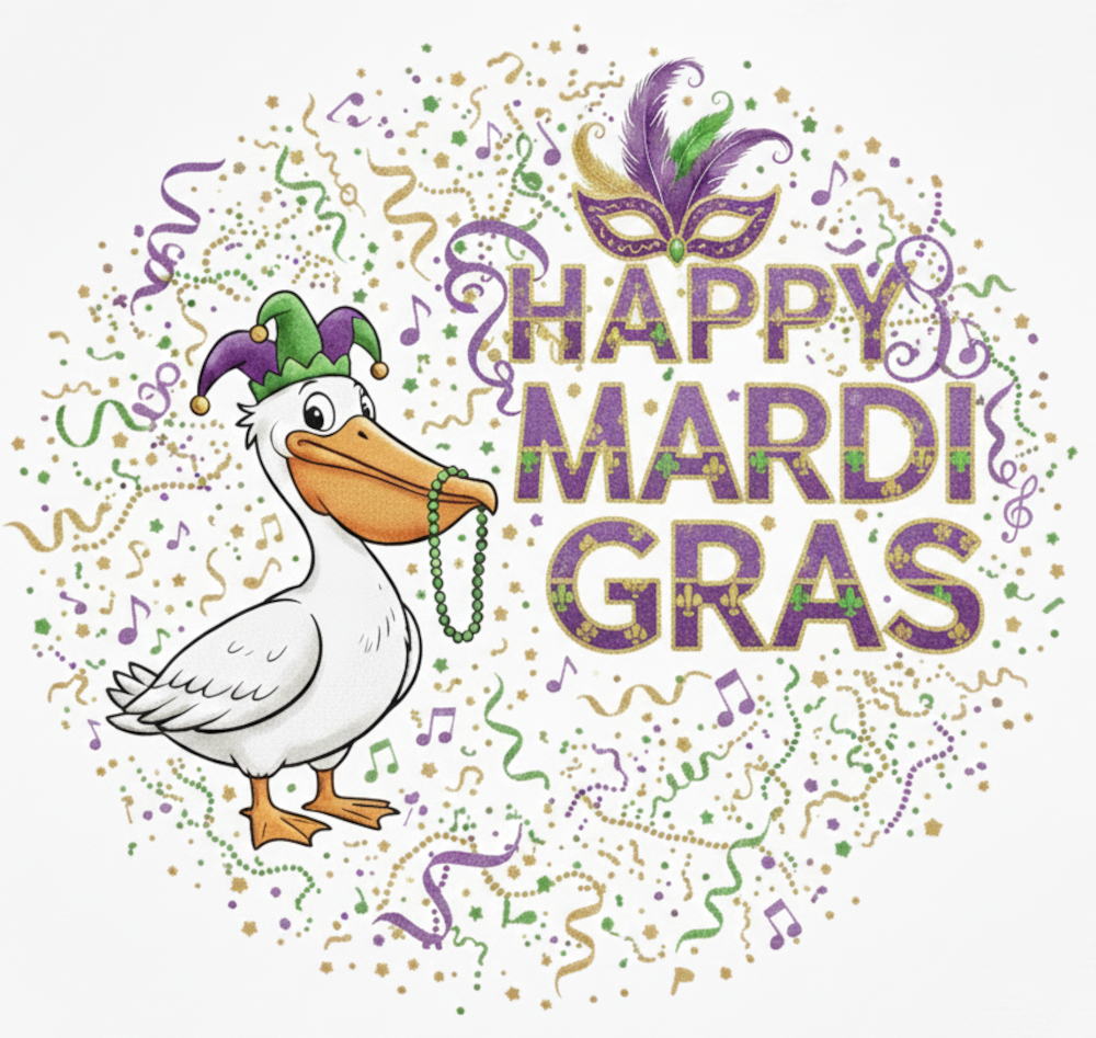 Happy Mardi Gras Pelican Digital PNG