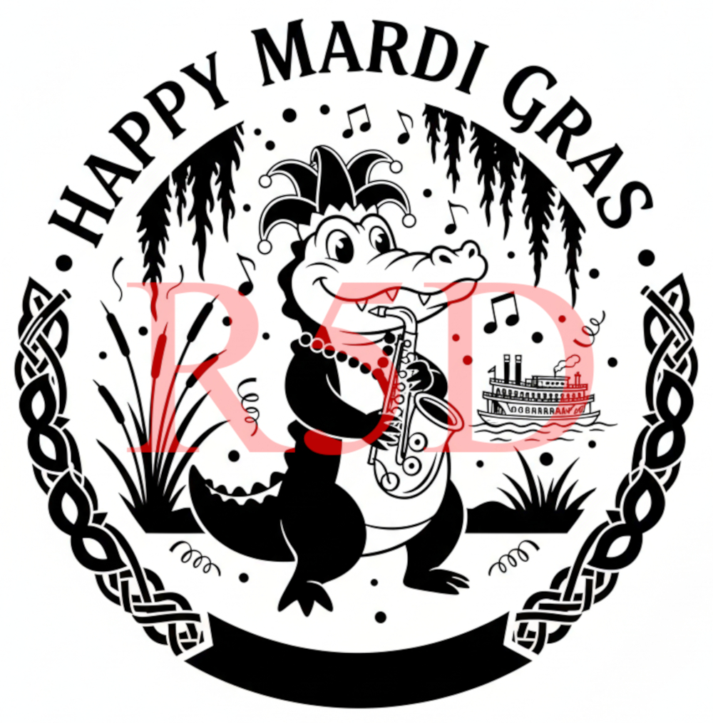 Mardi Gras Alligator | Digital Download for Laser Engraving
