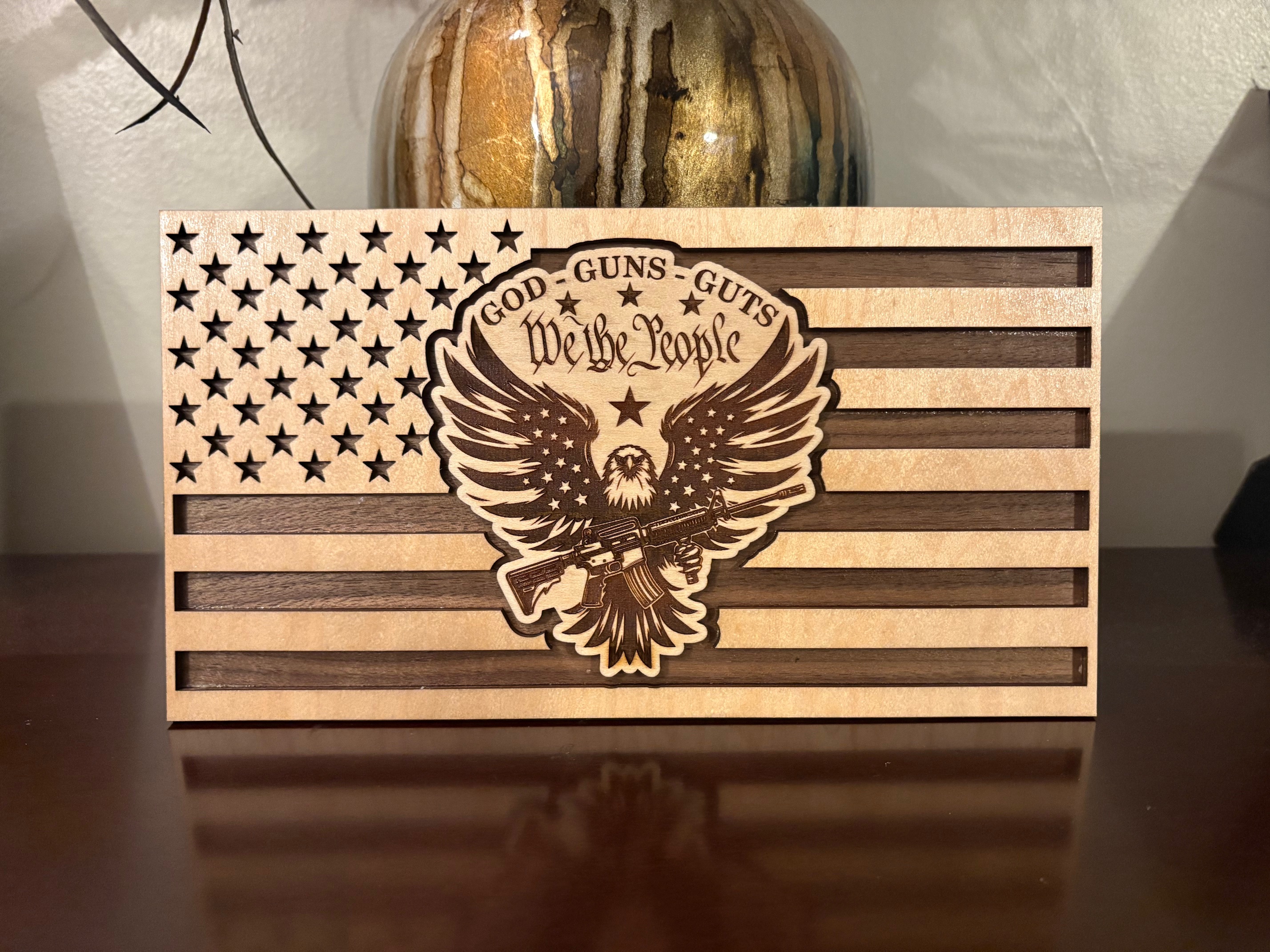 God, Guns, Guts, We the People Flag Digital File, Eagle