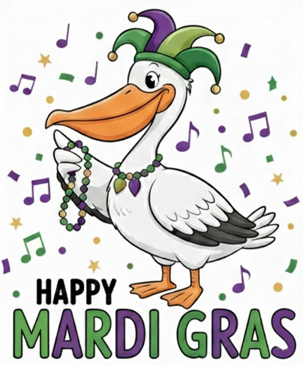 Happy Mardi Gras Pelican Digital PNG