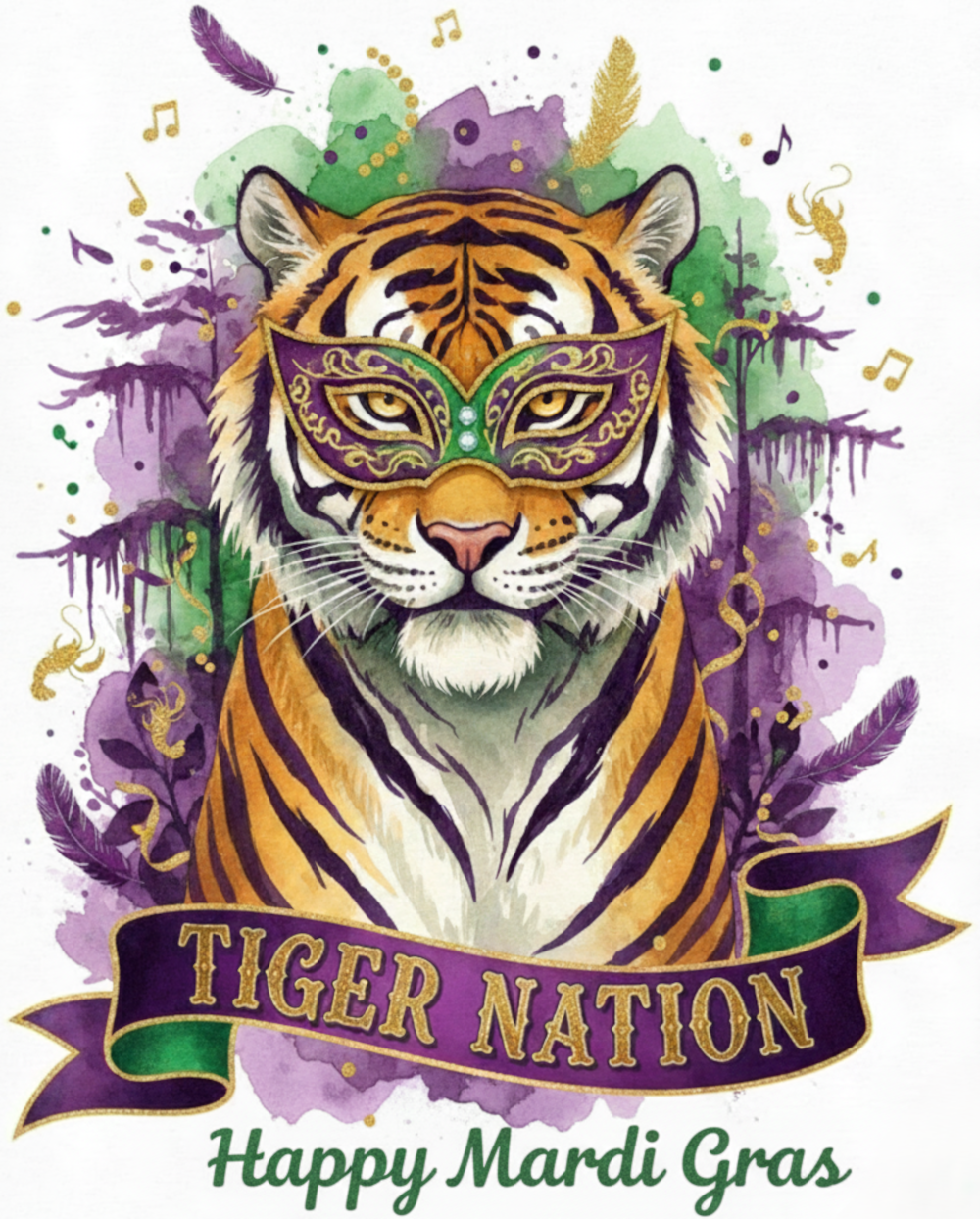 Mardi Gras Tiger Nation Digital Clip Art - Instant Download 