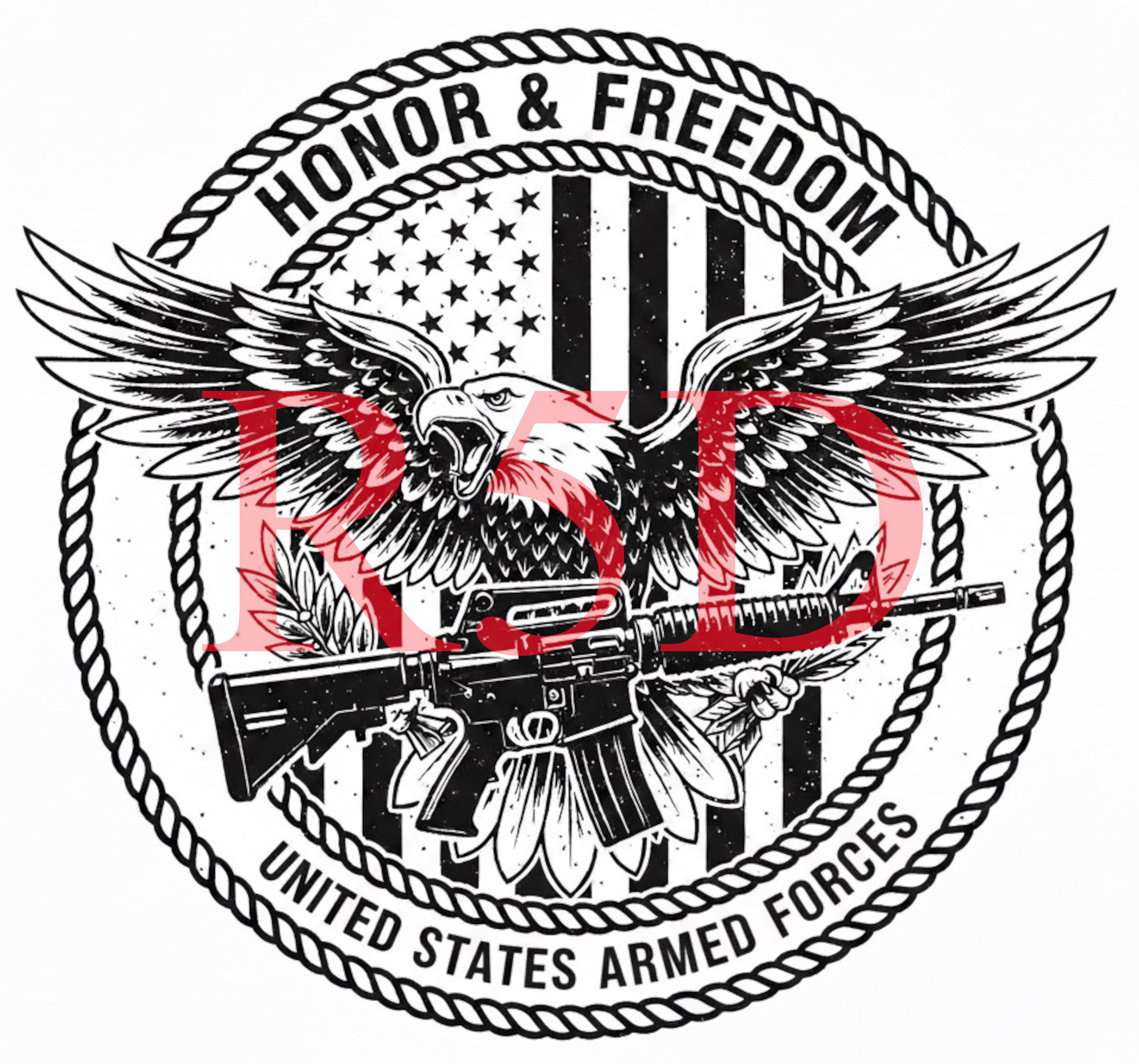 Honor & Freedom Emblem Digital File, Patriotic Eagle Flag (PNG, svg, JPG, PDF)