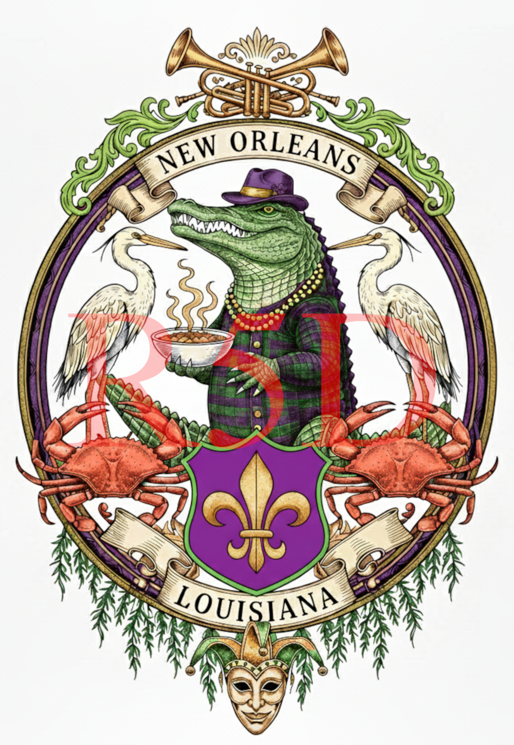 New Orleans Alligator – Digital Illustration – Louisiana Bayou