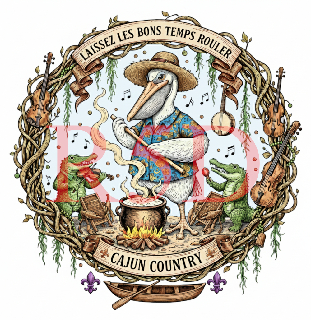 Cajun Country Pelican – Digital Illustration – Louisiana Bayou Design