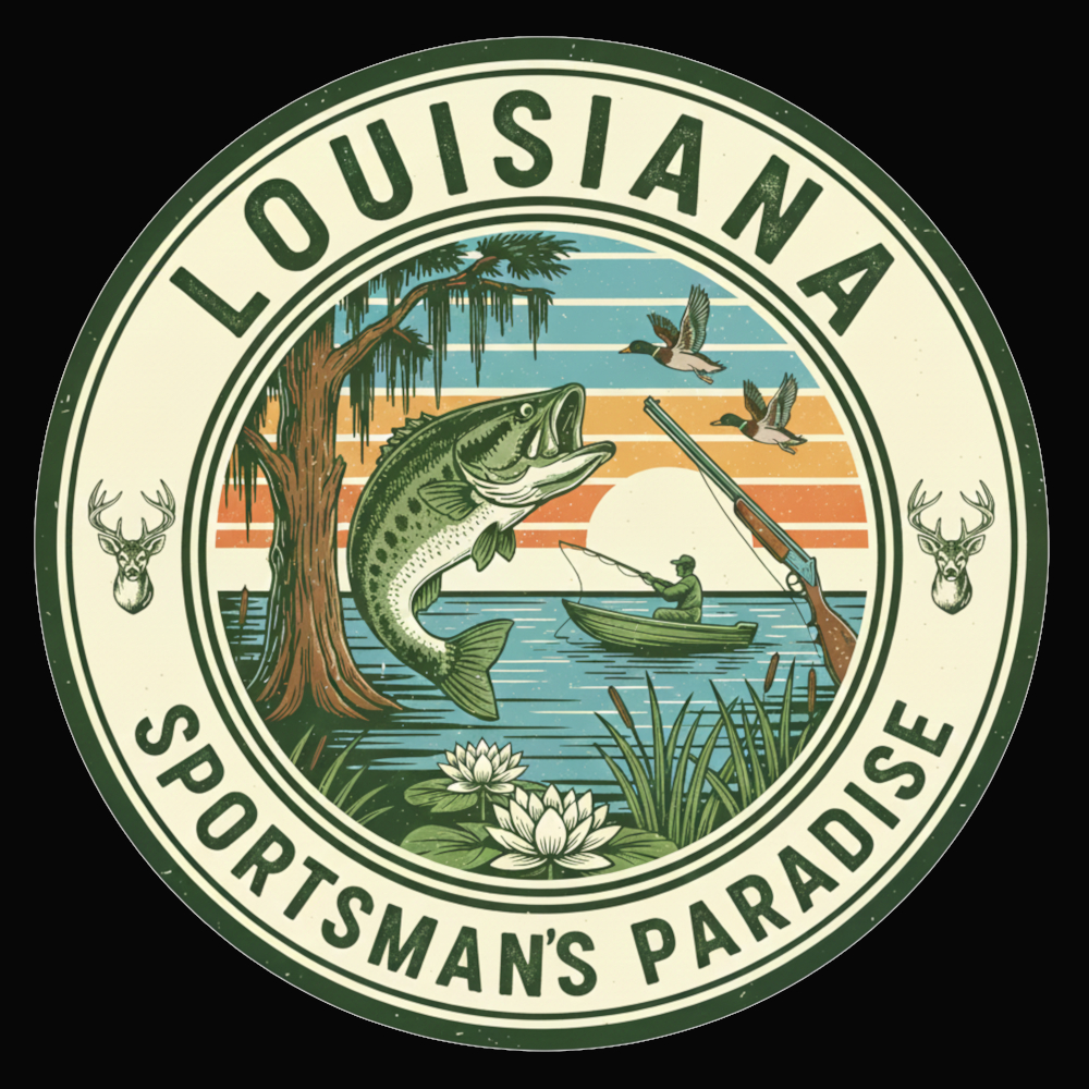 Louisiana Sportsman’s Paradise - Vintage Circular Badge Digital Graphic