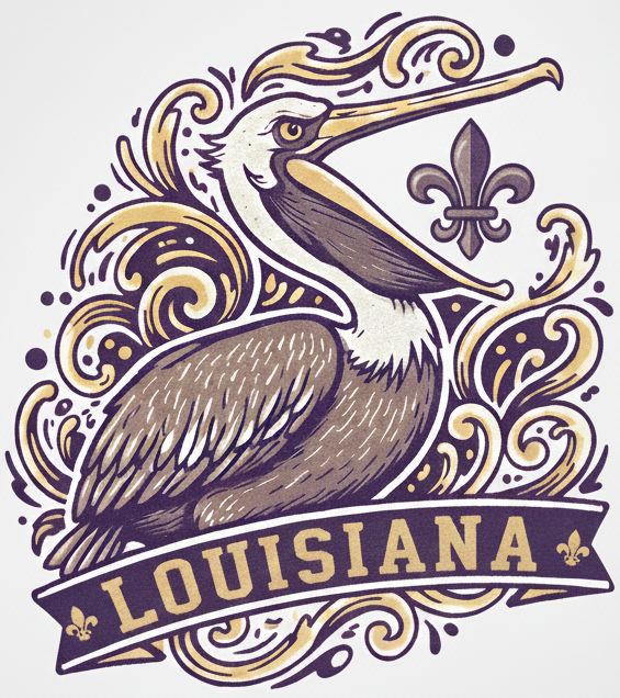 Pelican Design - Majestic Louisiana Pelican Digital Graphic File