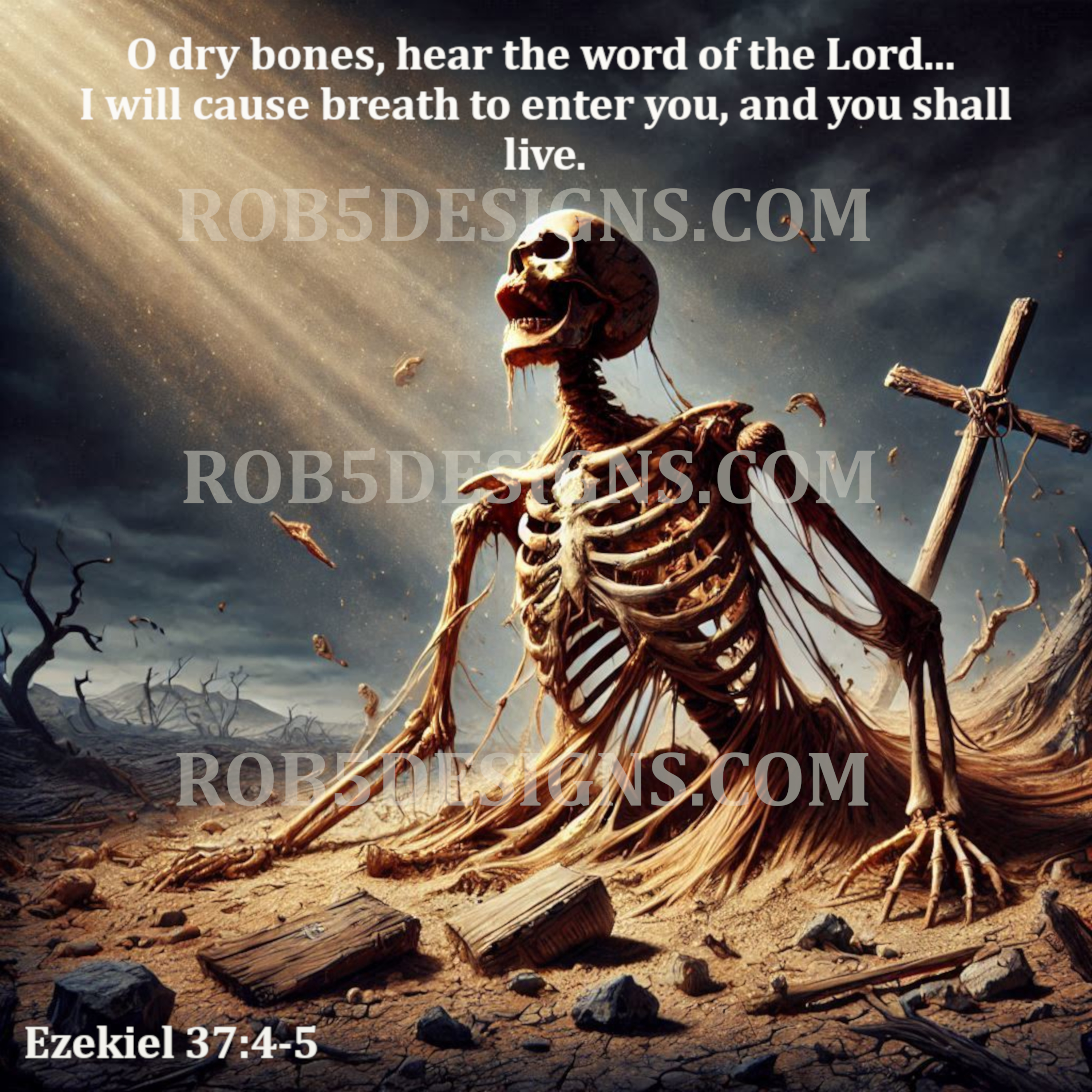 Ezeckiel 37:4-5 Dry Bones Digital File - JPG - PNG