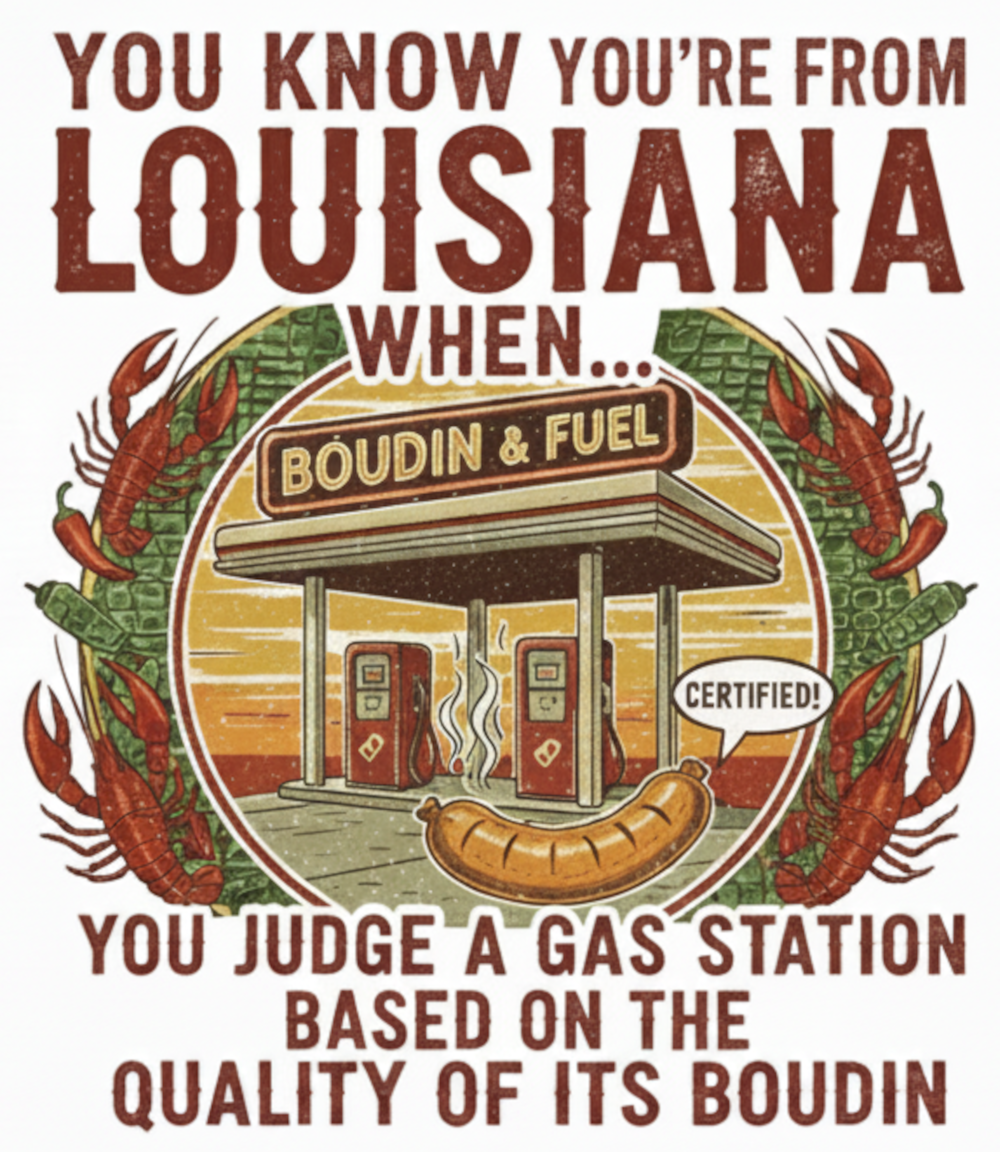 Louisiana Boudin Gas Station PNG - Funny Cajun Humor Digital Download