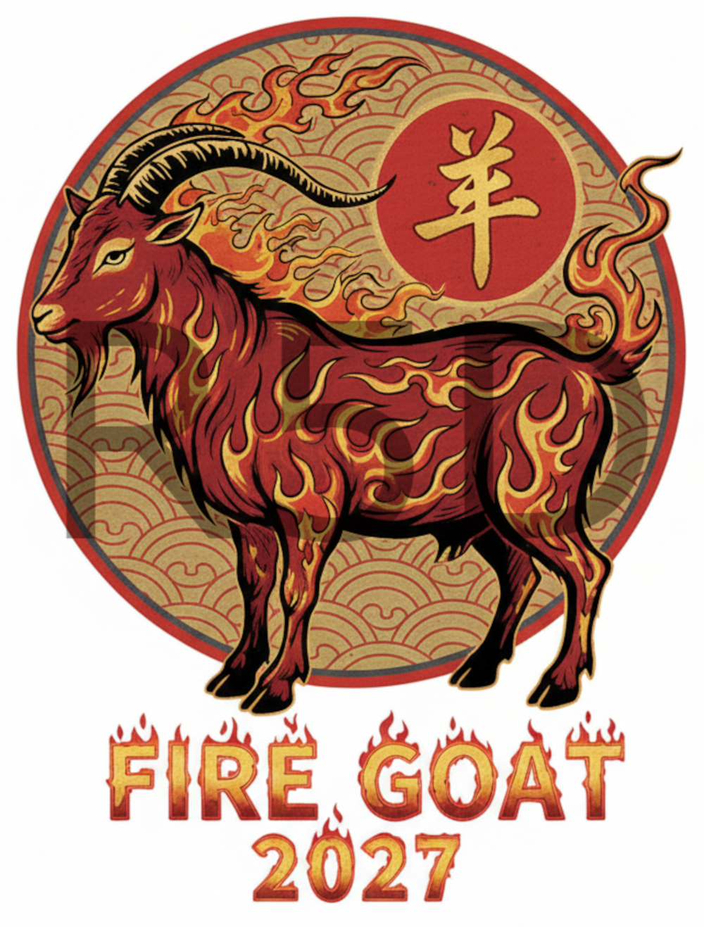 2027 Year of the Fire Goat Digital PNG