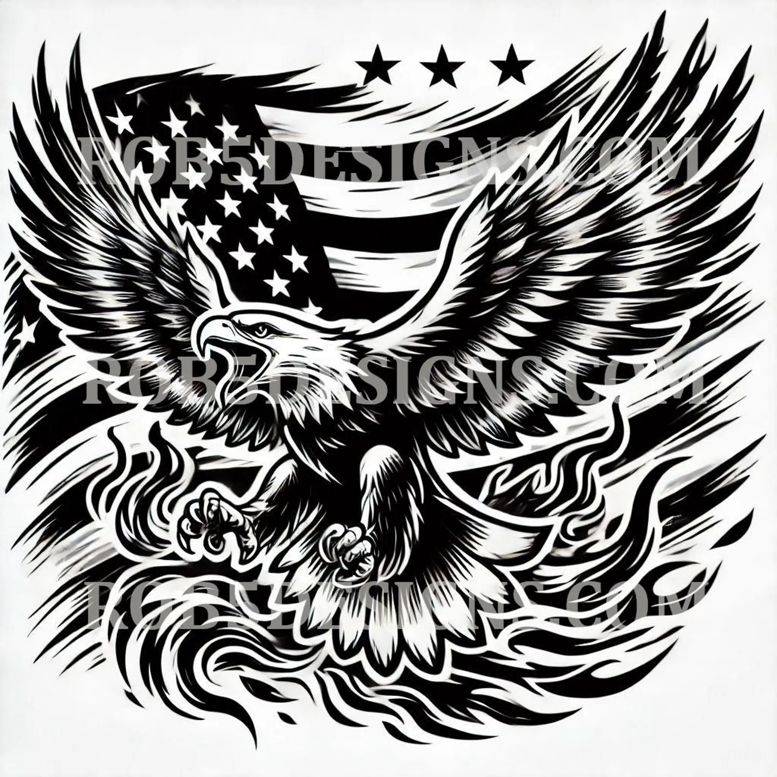 Bald Eagle With Old Glory Digital File