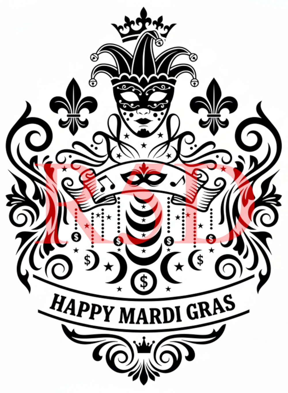 Mardi Gras Jester Mask | Digital Download for Laser Engraving