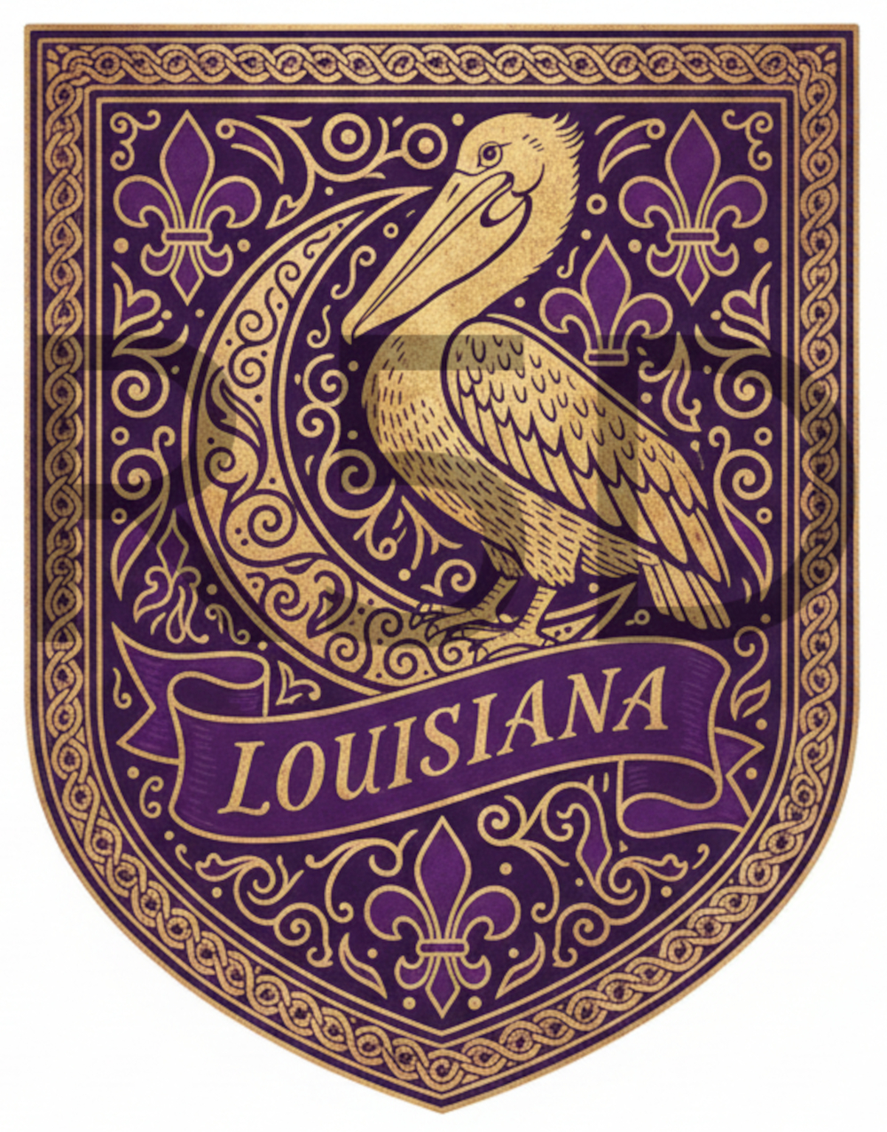 Louisiana Pelican Heraldic Shield Art – Vintage Style Digital Download