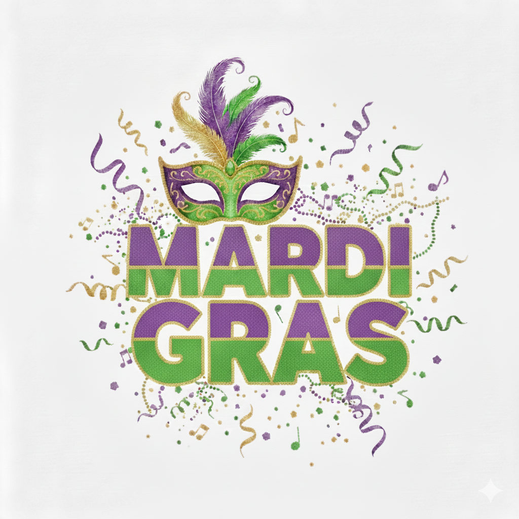 Glitter Mardi Gras Celebration Typography
