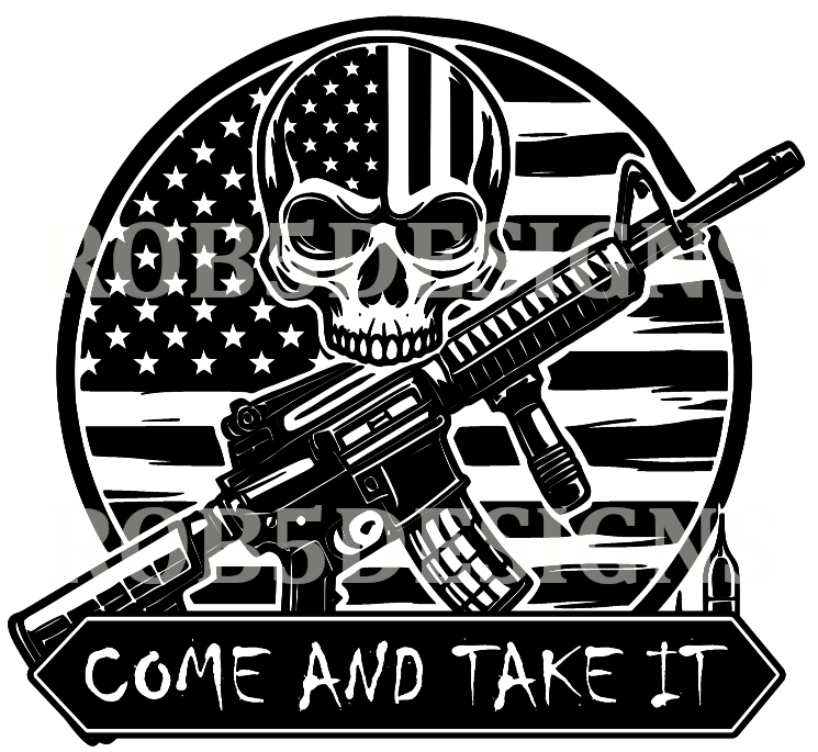 Come and Take It Skull Rounded Digital File - American Flag