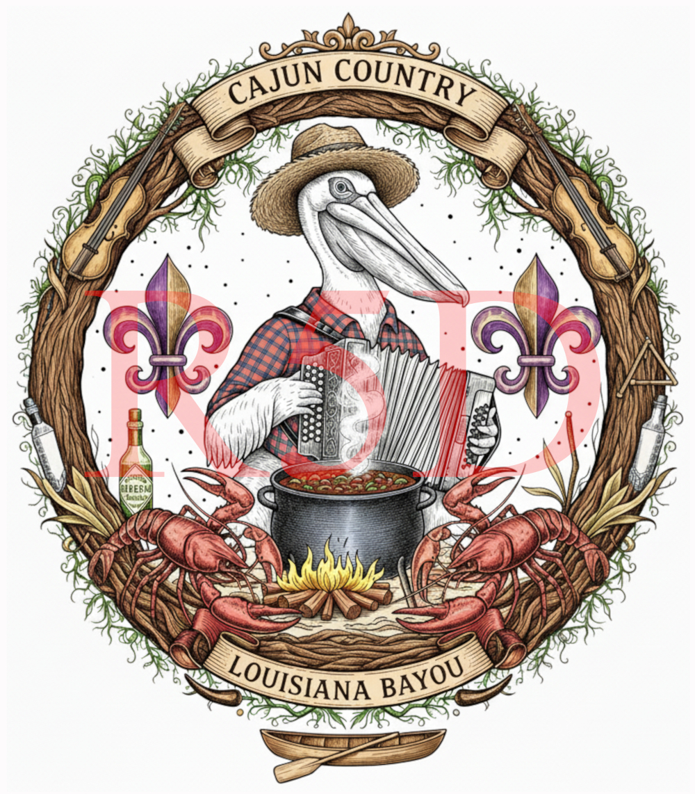 Cajun Country Pelican – Digital Illustration – Louisiana Bayou Design