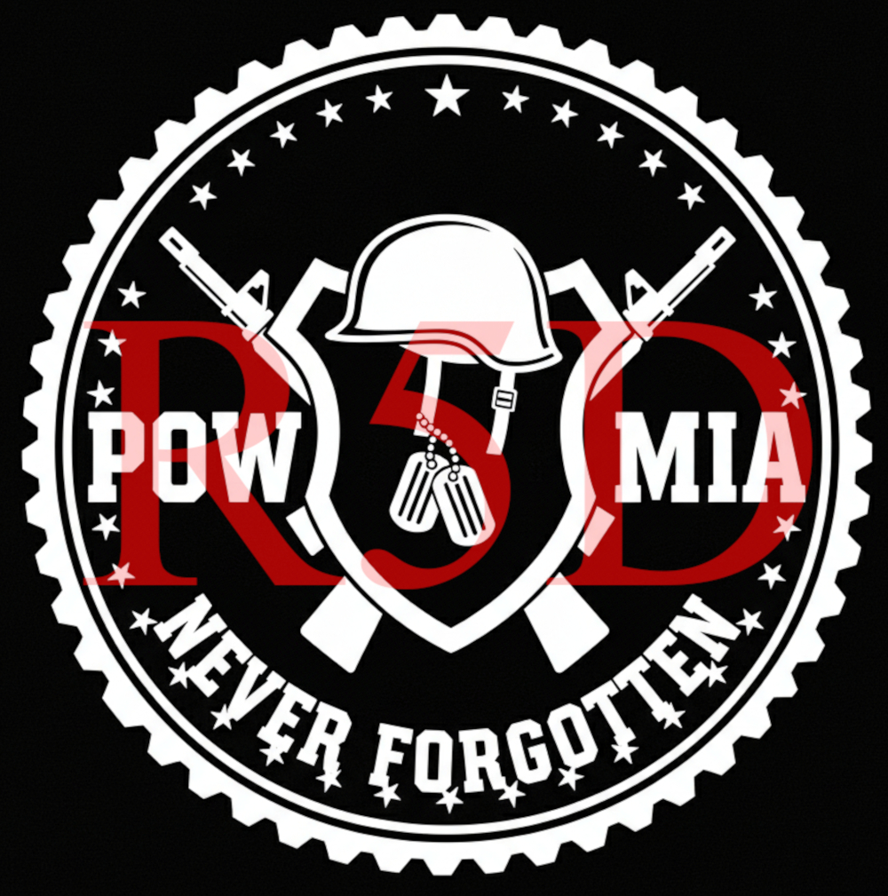 POW-MIA Crossed Rifles & Helmet Emblem
