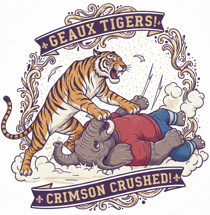 GEAUX TIGERS! Crimson Crushed!  DTF File