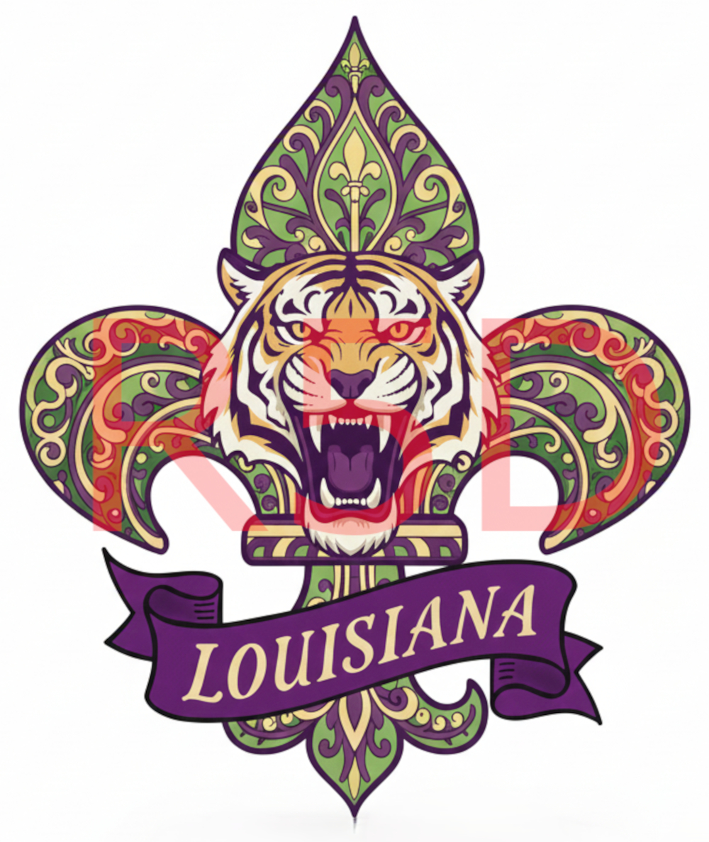 Louisiana Pelican - Fleur De Lis Mardi Gras PNG - Digital Download
