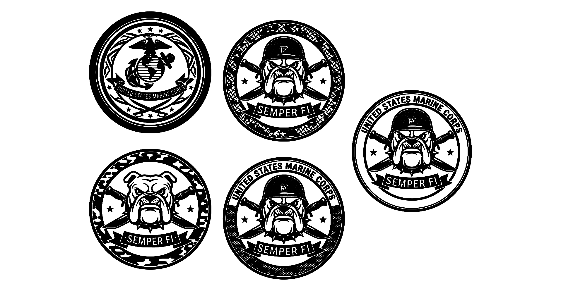 Marine Corps Mascot Bundle 5 Pack, Bulldog SVG, PNG, pdf, jpg, Semper Fi Digital File