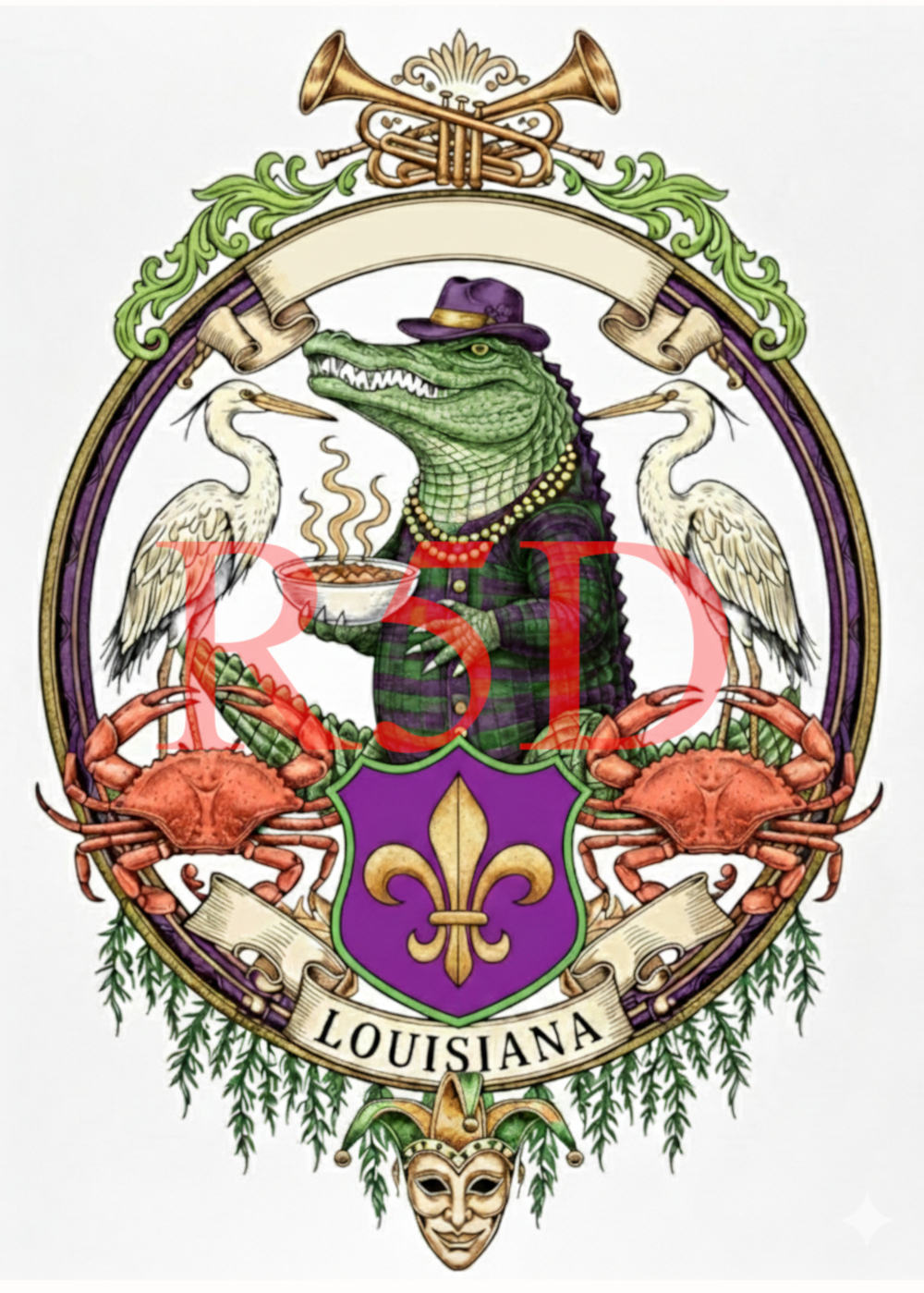Personalized Louisiana Crest Digital Design – Customizable Top Banner