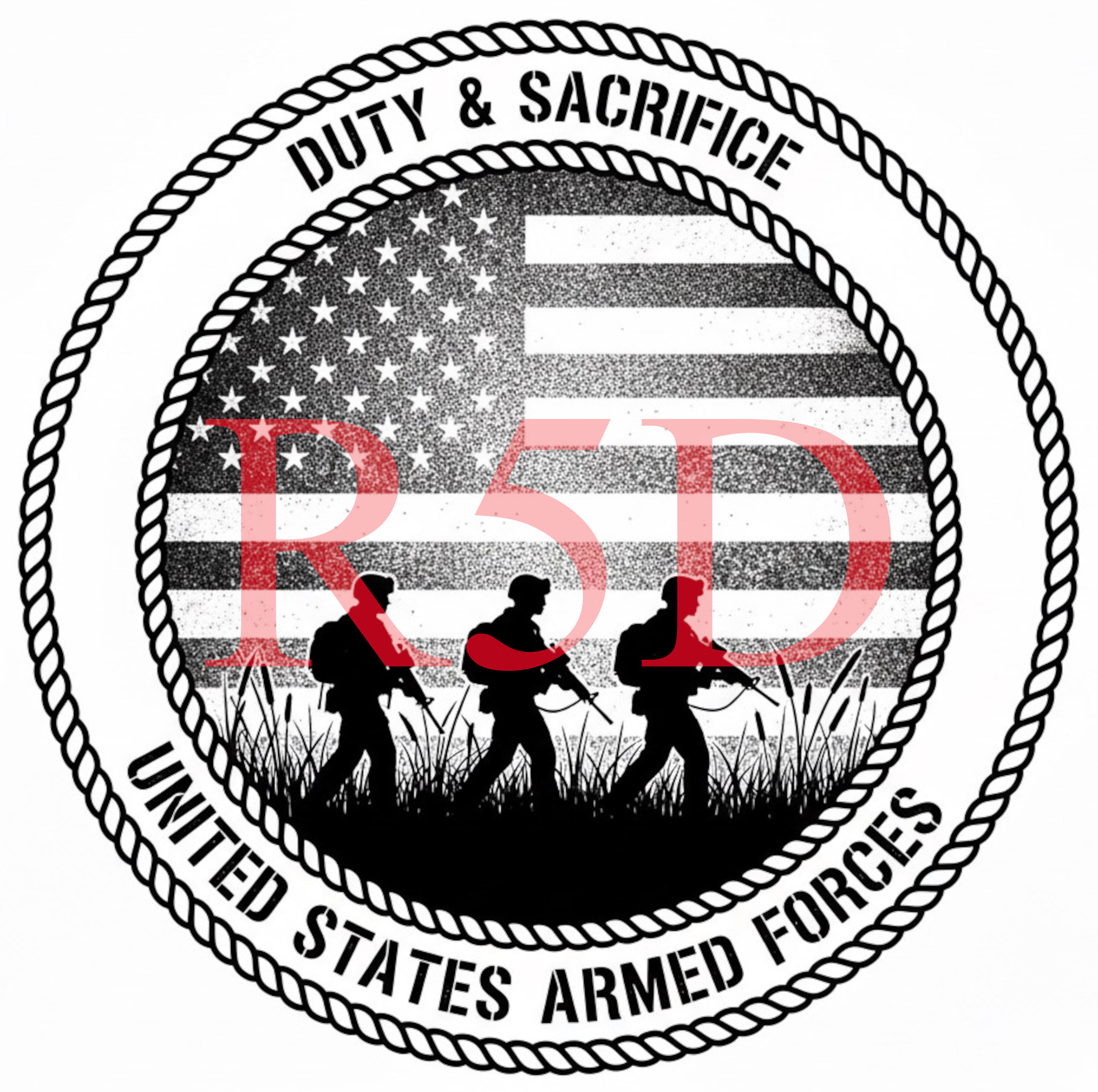 Armed Forces Tribute Emblem, Duty & Sacrifice, svg, PNG, JPG, PDF, (Digital File)