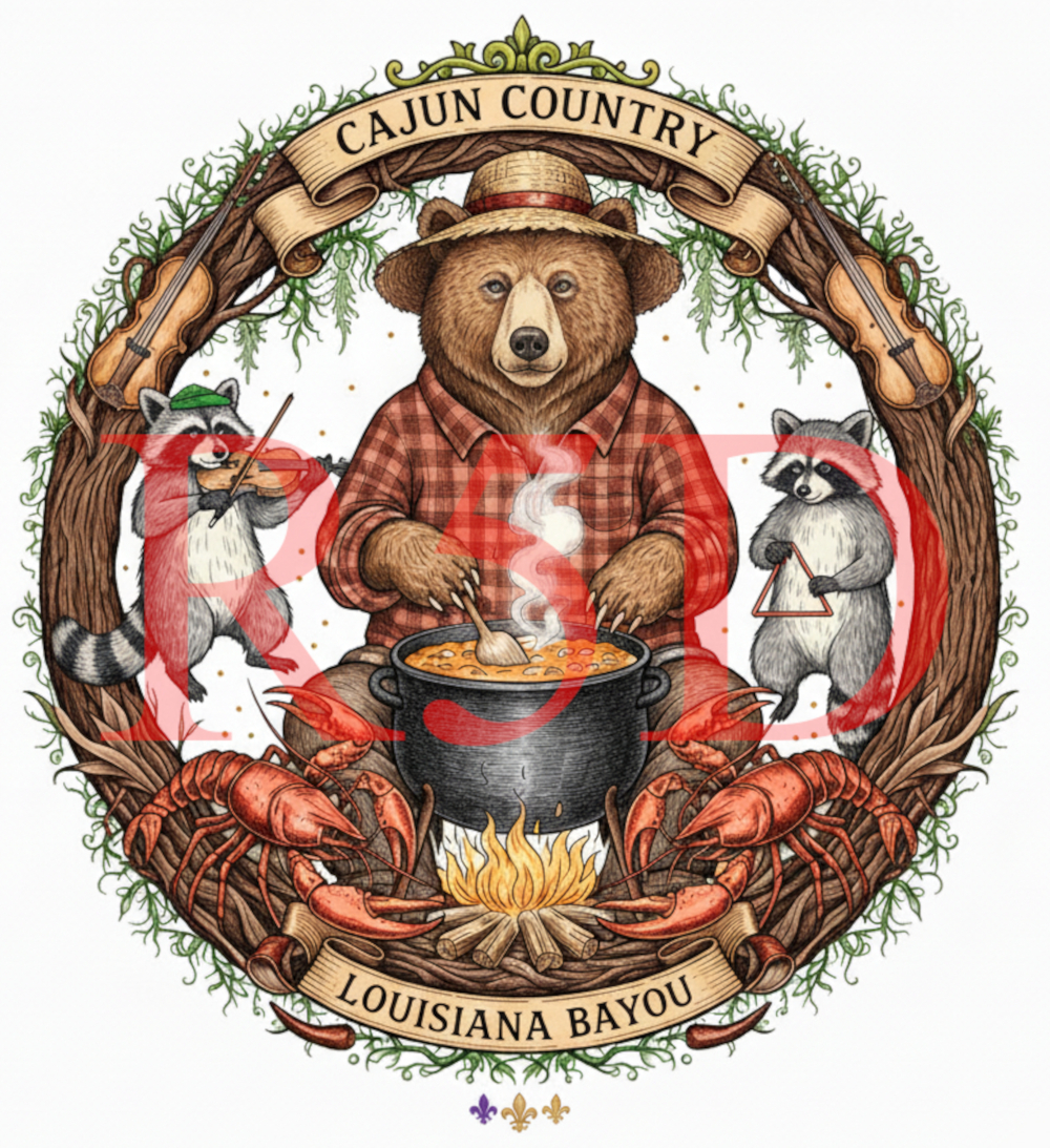 Cajun Country Bear – Digital Illustration – Louisiana Bayou
