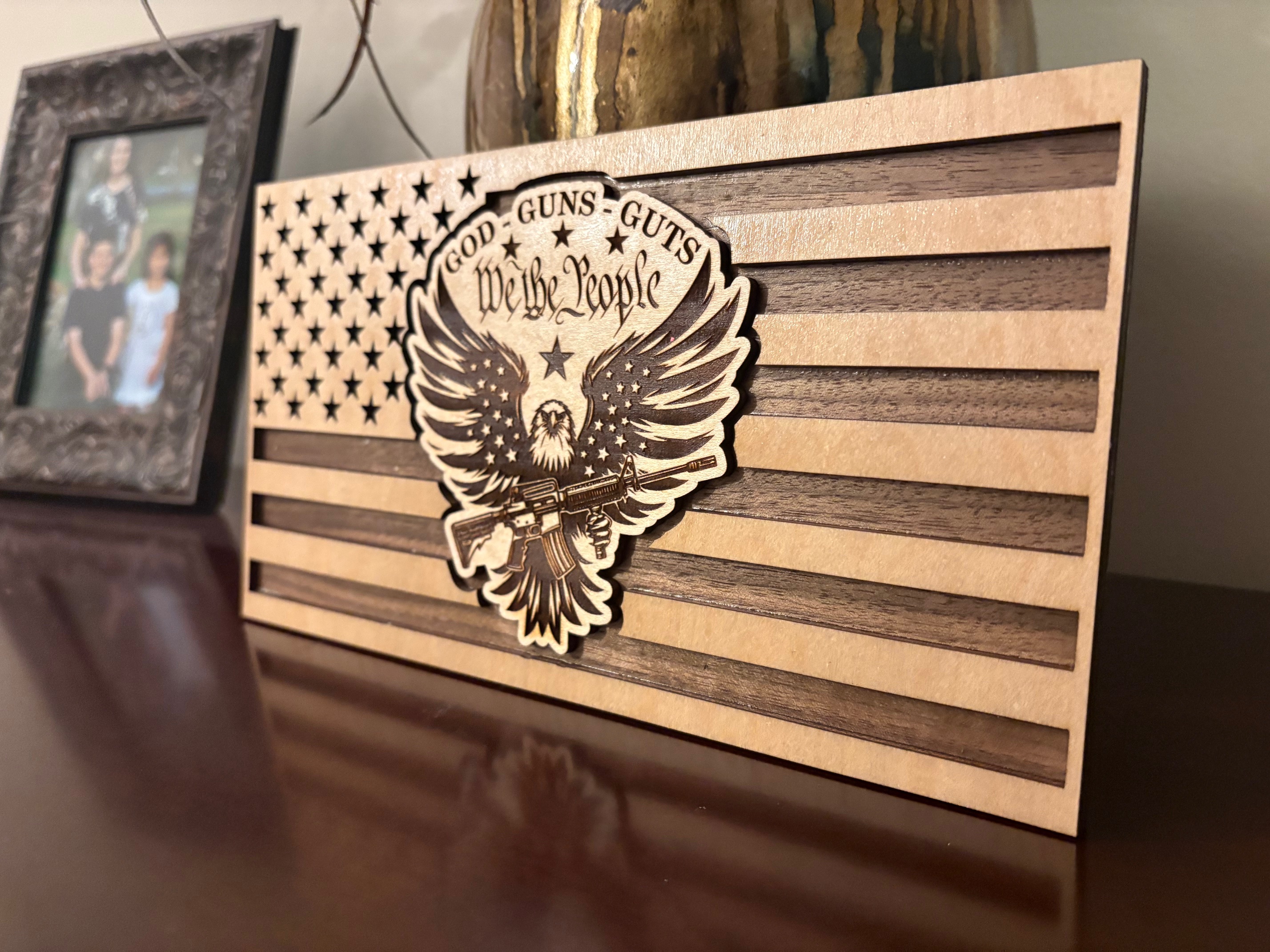 God, Guns, Guts, We the People Flag Digital File, Eagle