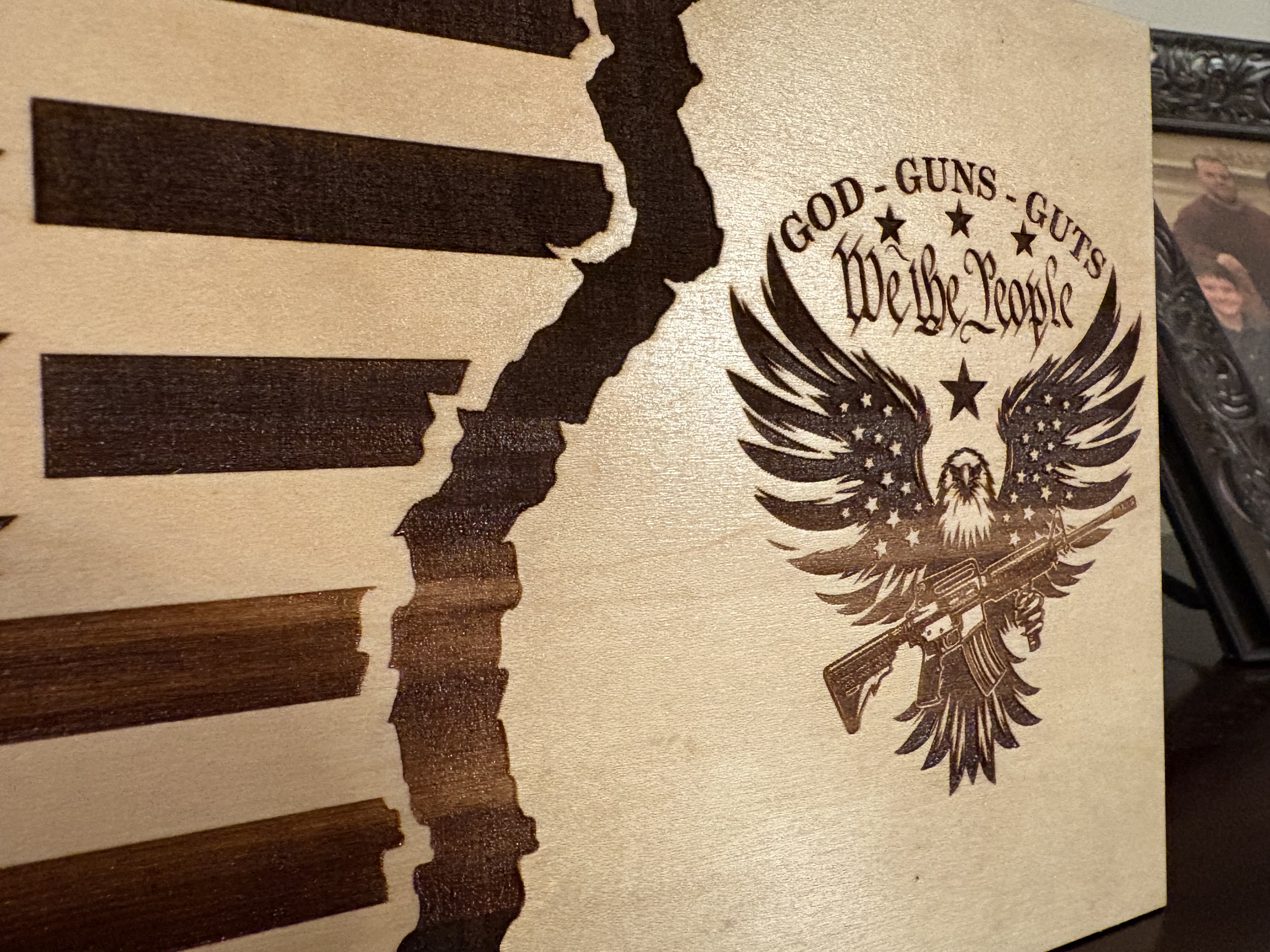 We the People Tattered Flag Digital File, God, Guns, Guts, Eagle