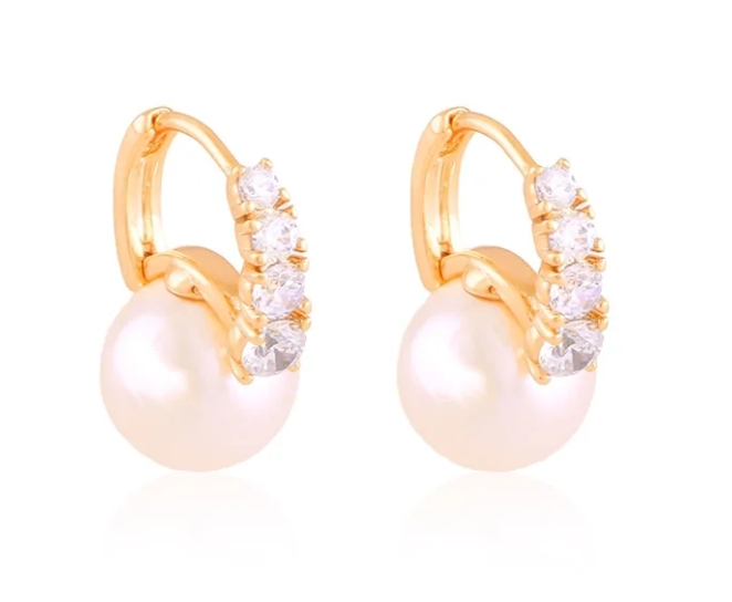 18K paauksuoti auskarai su perlų karoliukais