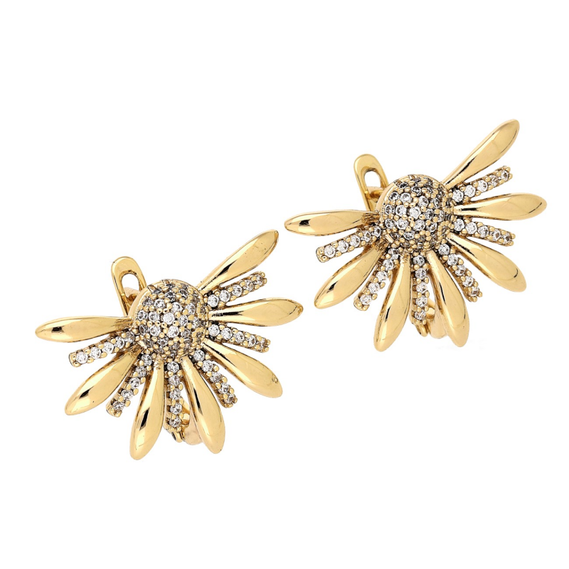 Medicininio 18K aukso auskarai 'Saulėgrąža'